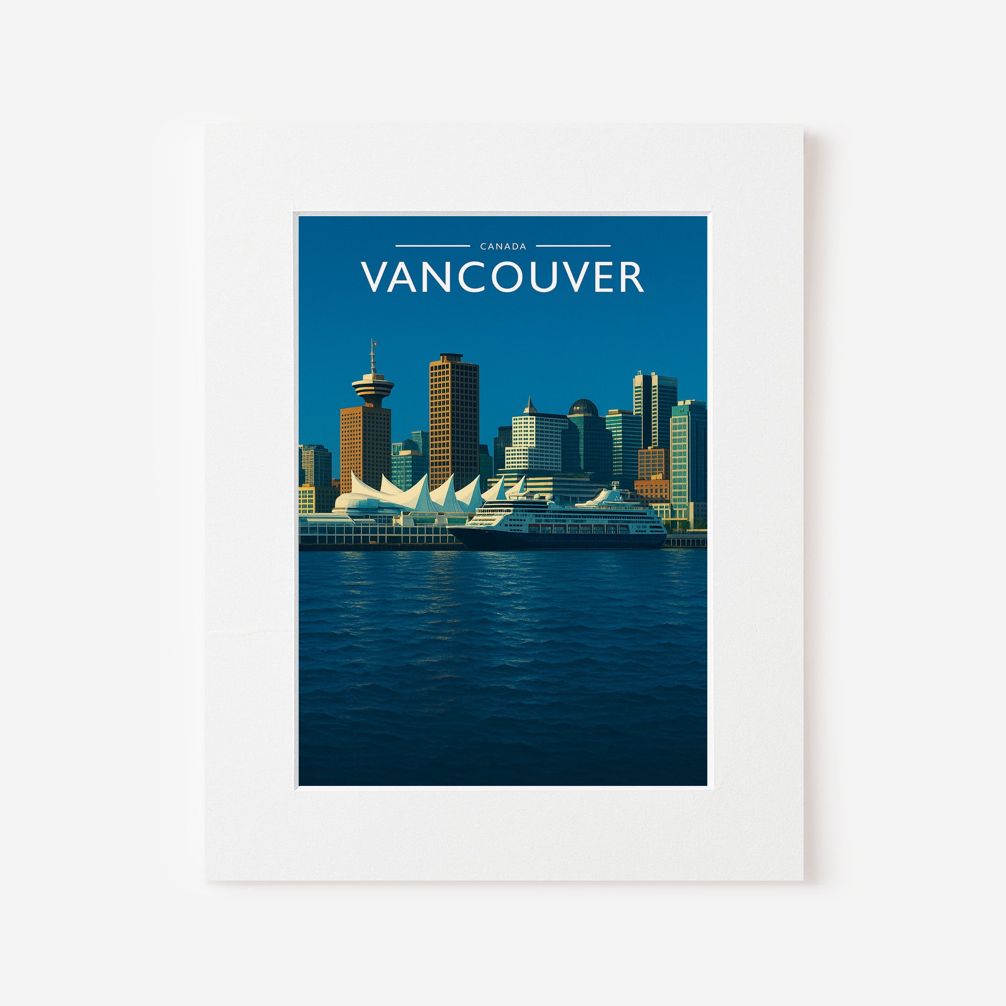 Vancouver #2 Travel Poster in a white mount