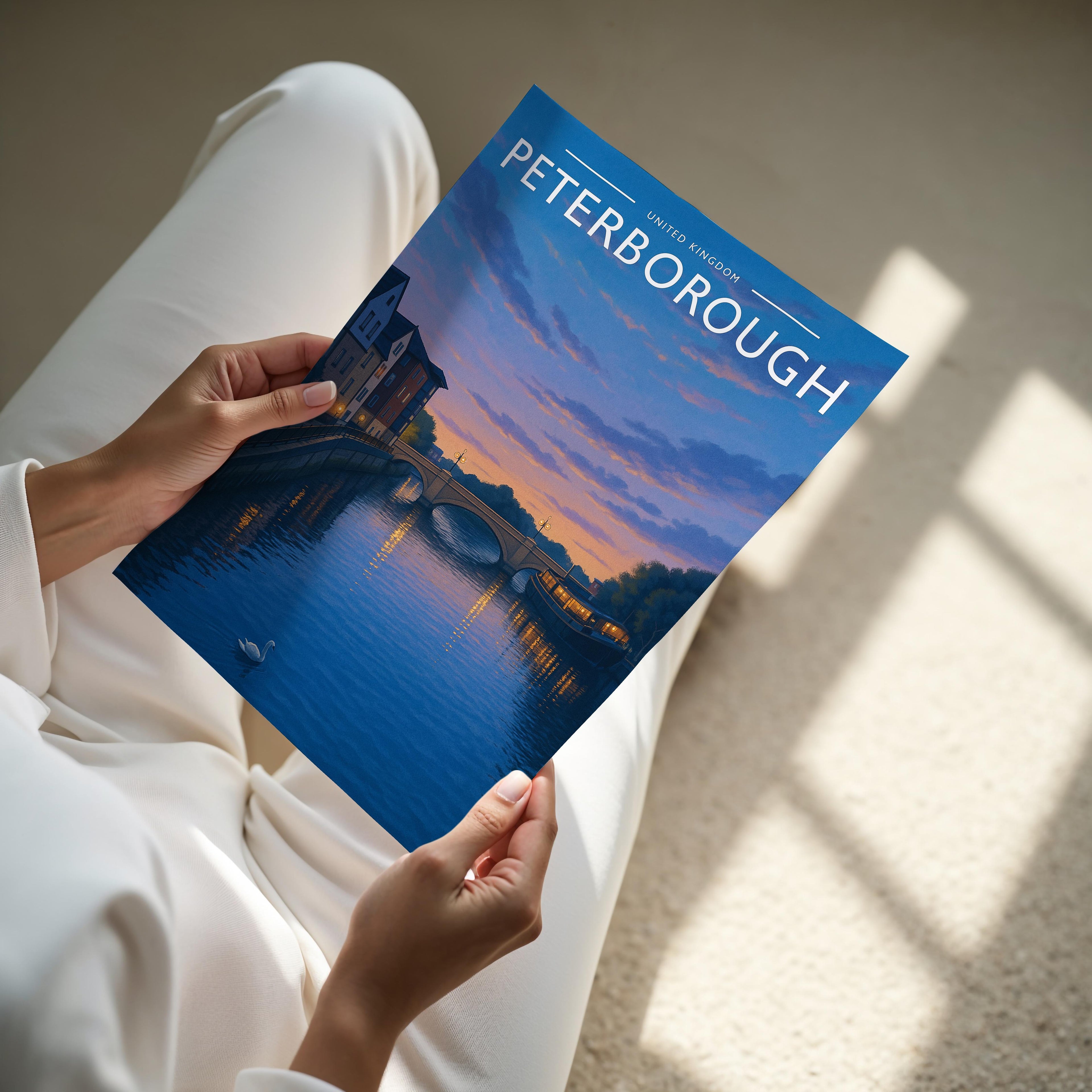 Peterborough #2 Travel Poster - A4 print held in hand