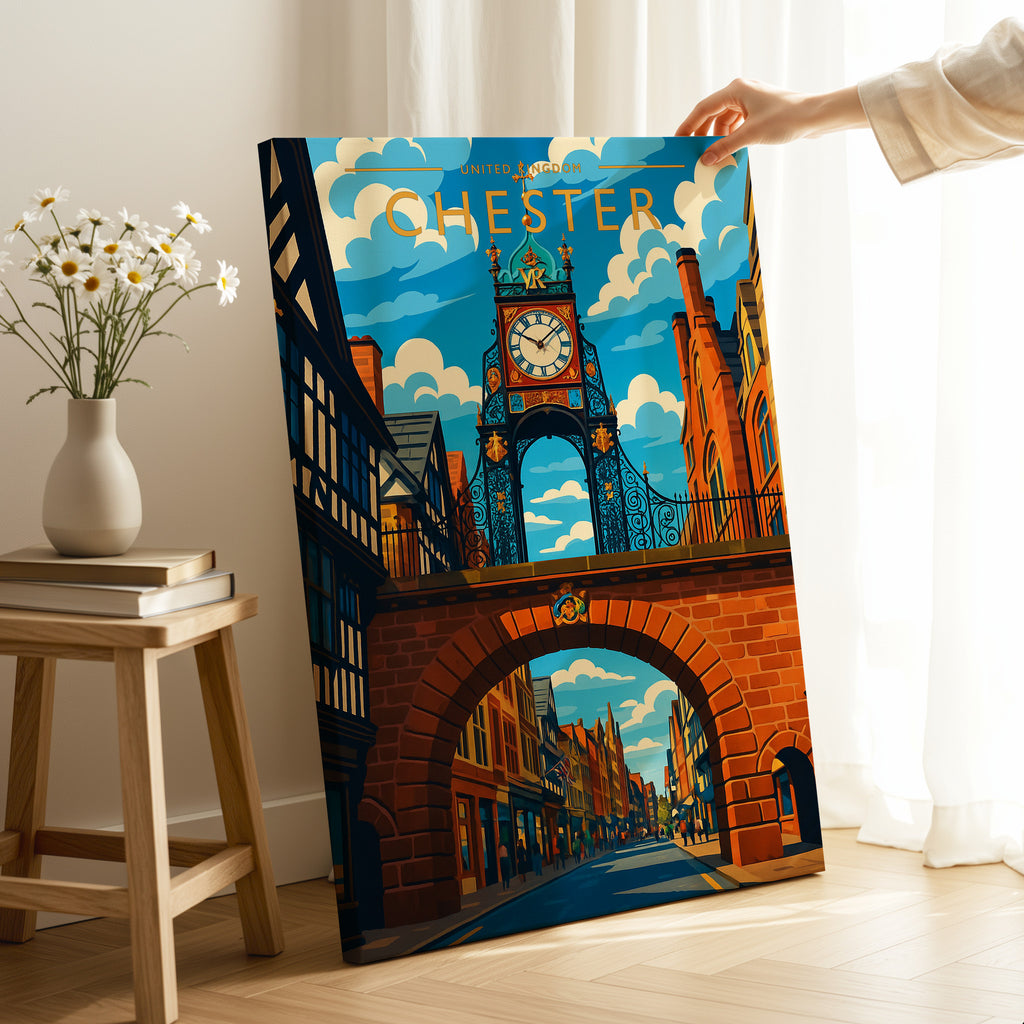 Chester Travel Poster as a gallery-wrapped canvas
