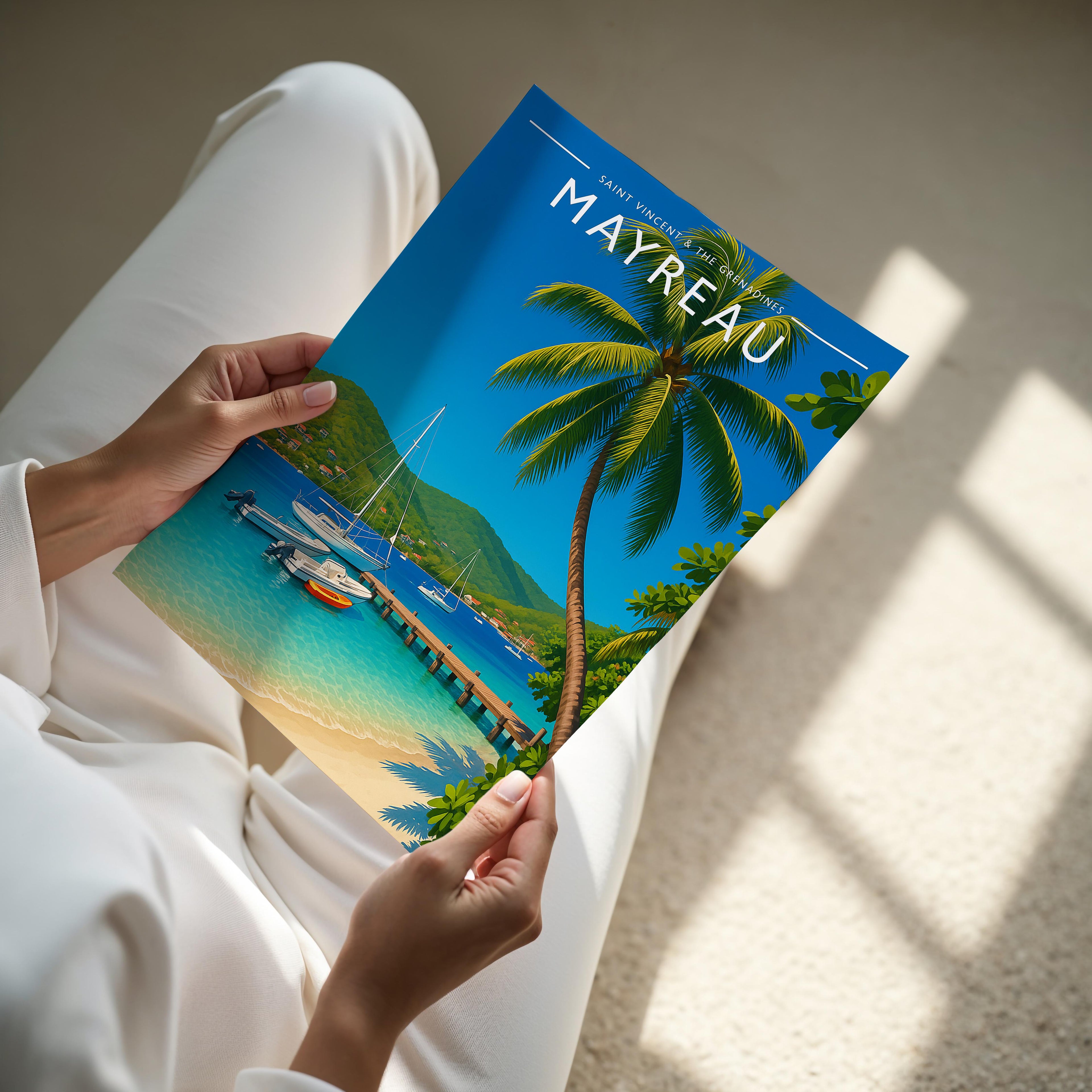 Mayreau #4 Travel Poster - A4 print held in hand