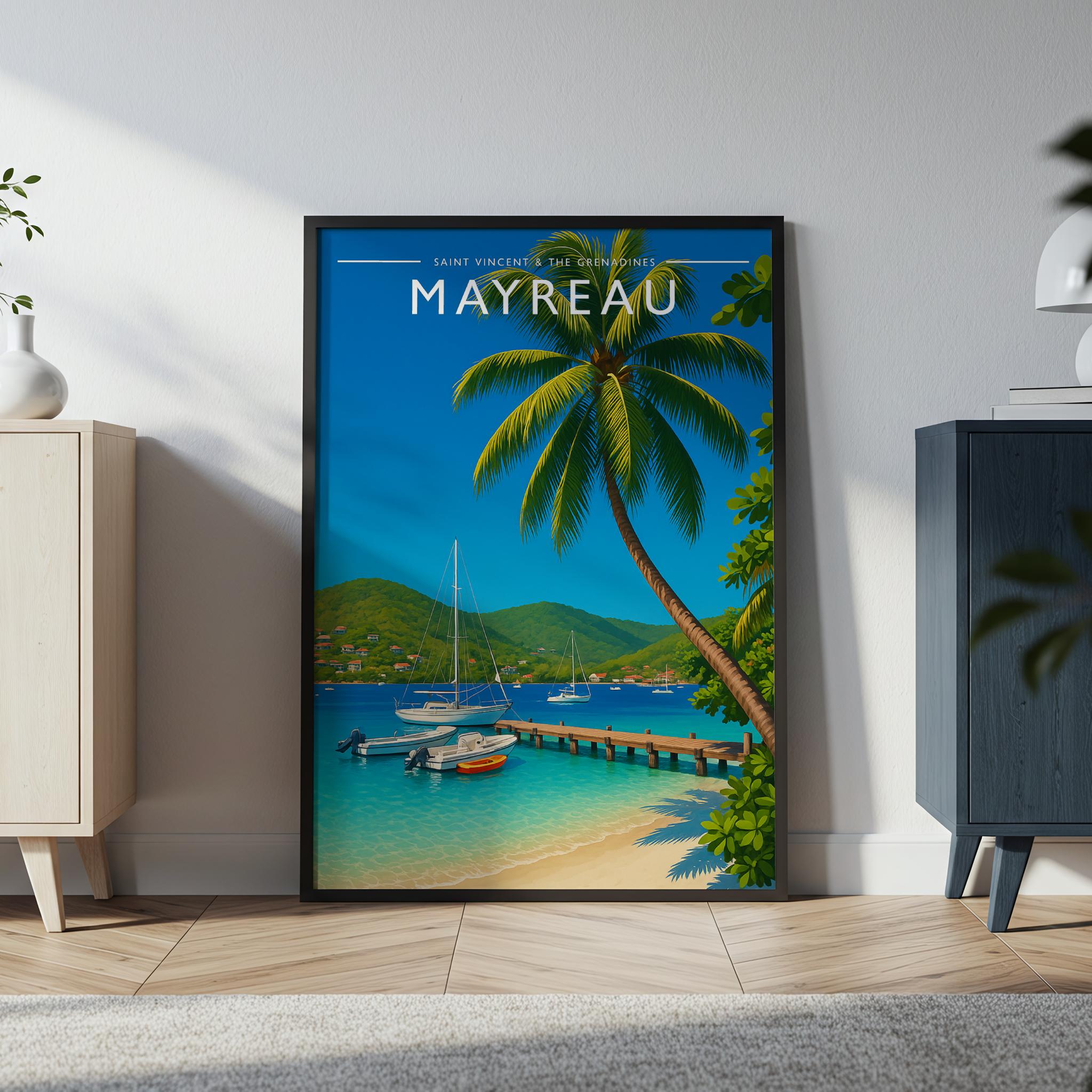 Mayreau #4 Travel Poster in a black frame