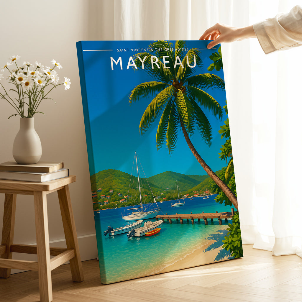 Mayreau #4 Travel Poster as a gallery-wrapped canvas