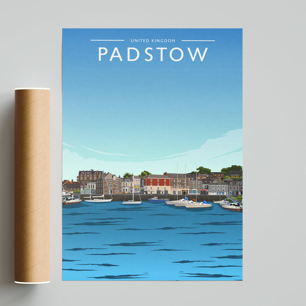 Padstow Travel Poster - fine art print with shipping tube