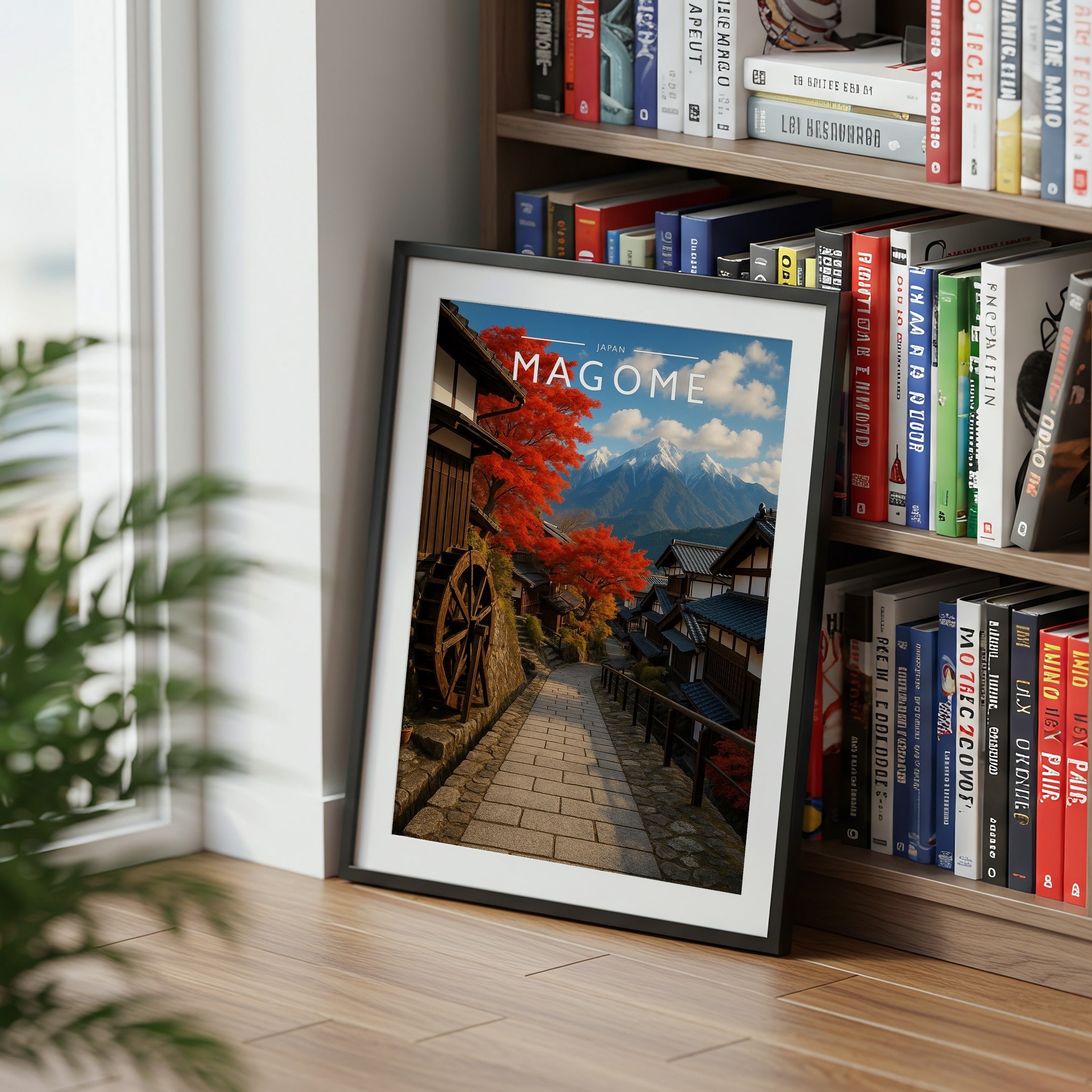 Magome Travel Poster mounted in a black frame