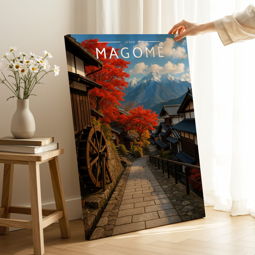 Magome Travel Poster as a gallery-wrapped canvas