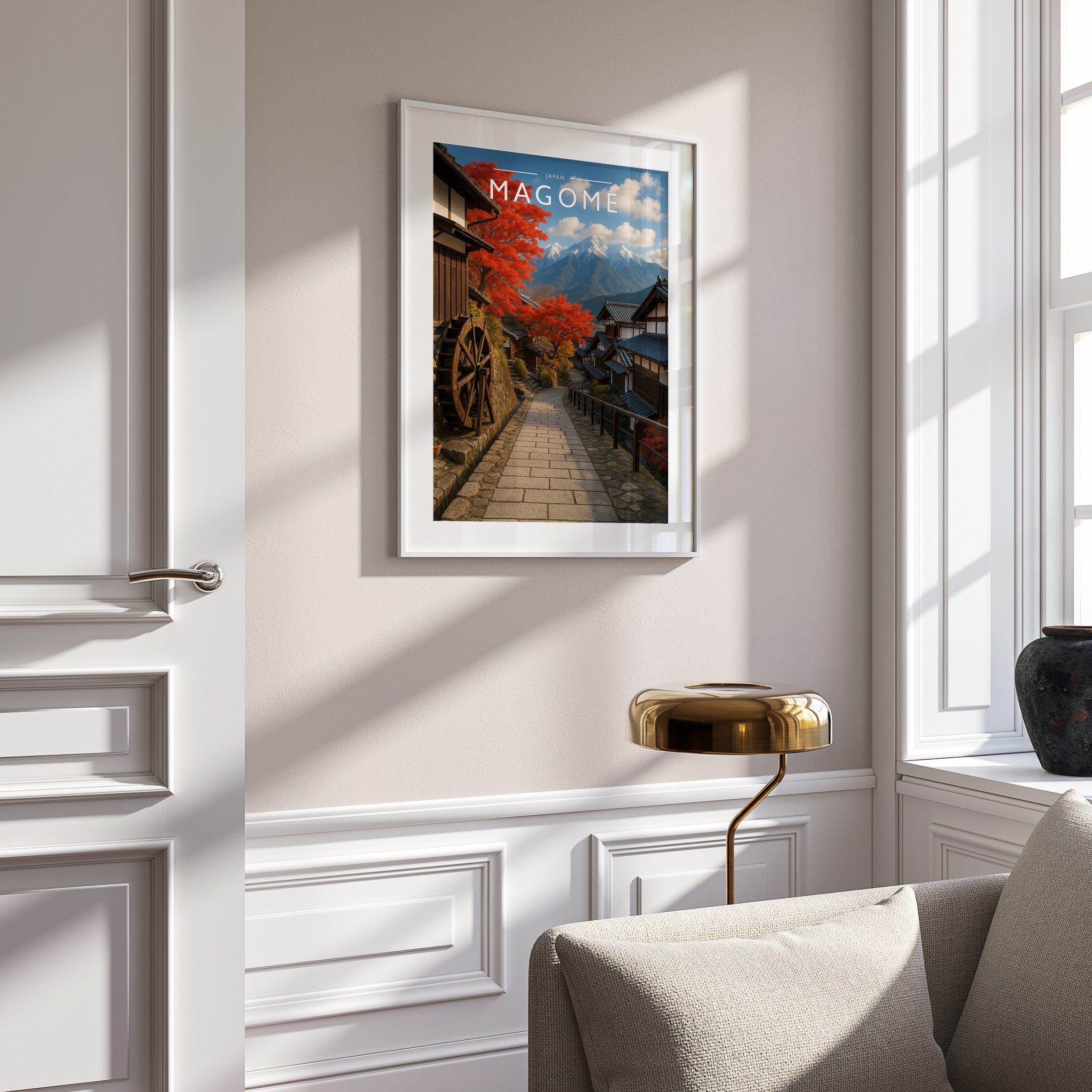 Magome Travel Poster mounted in a white frame