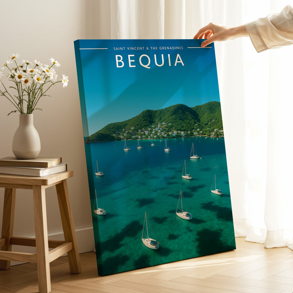 Bequia #2 Travel Poster as a gallery-wrapped canvas