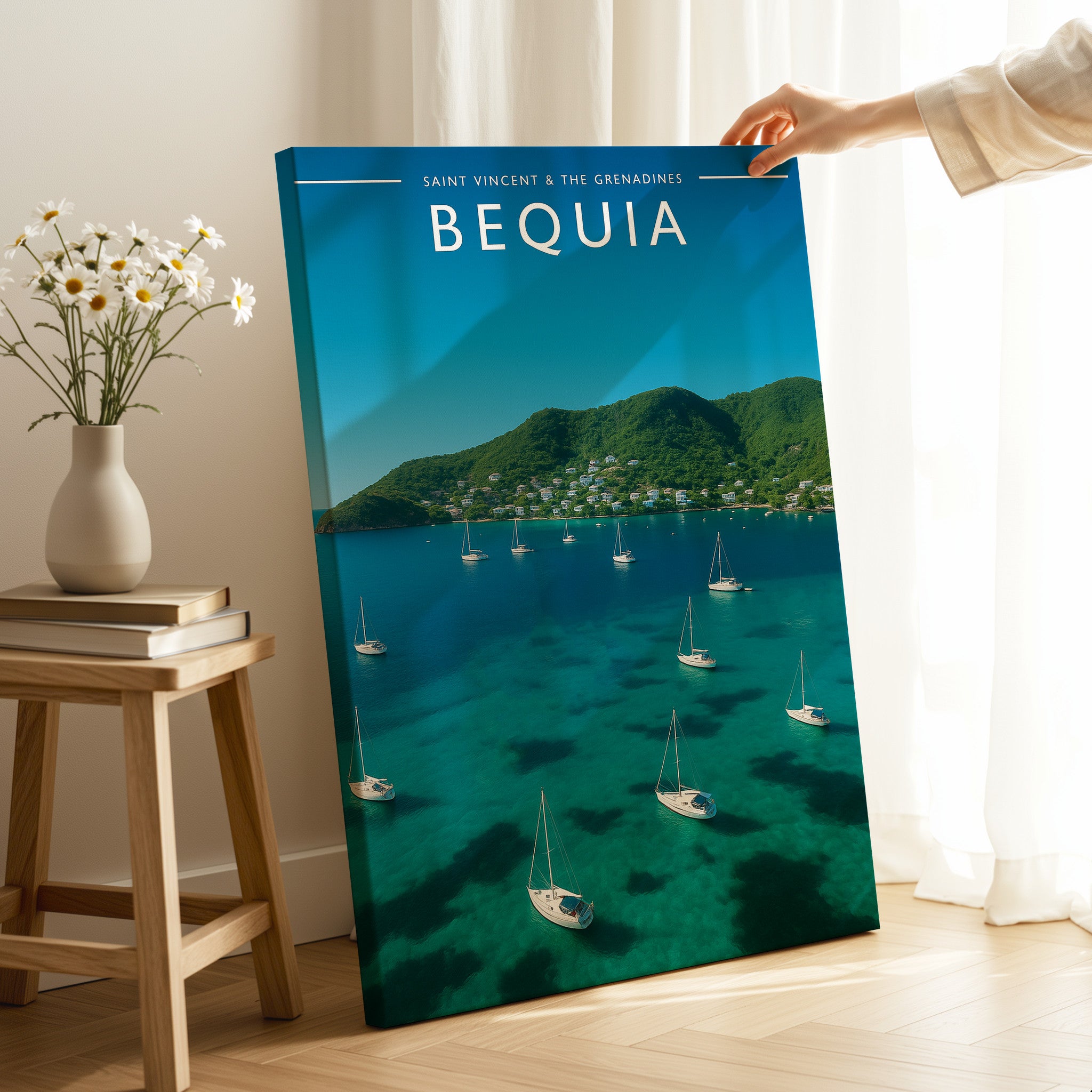 Bequia #2 Travel Poster as a gallery-wrapped canvas