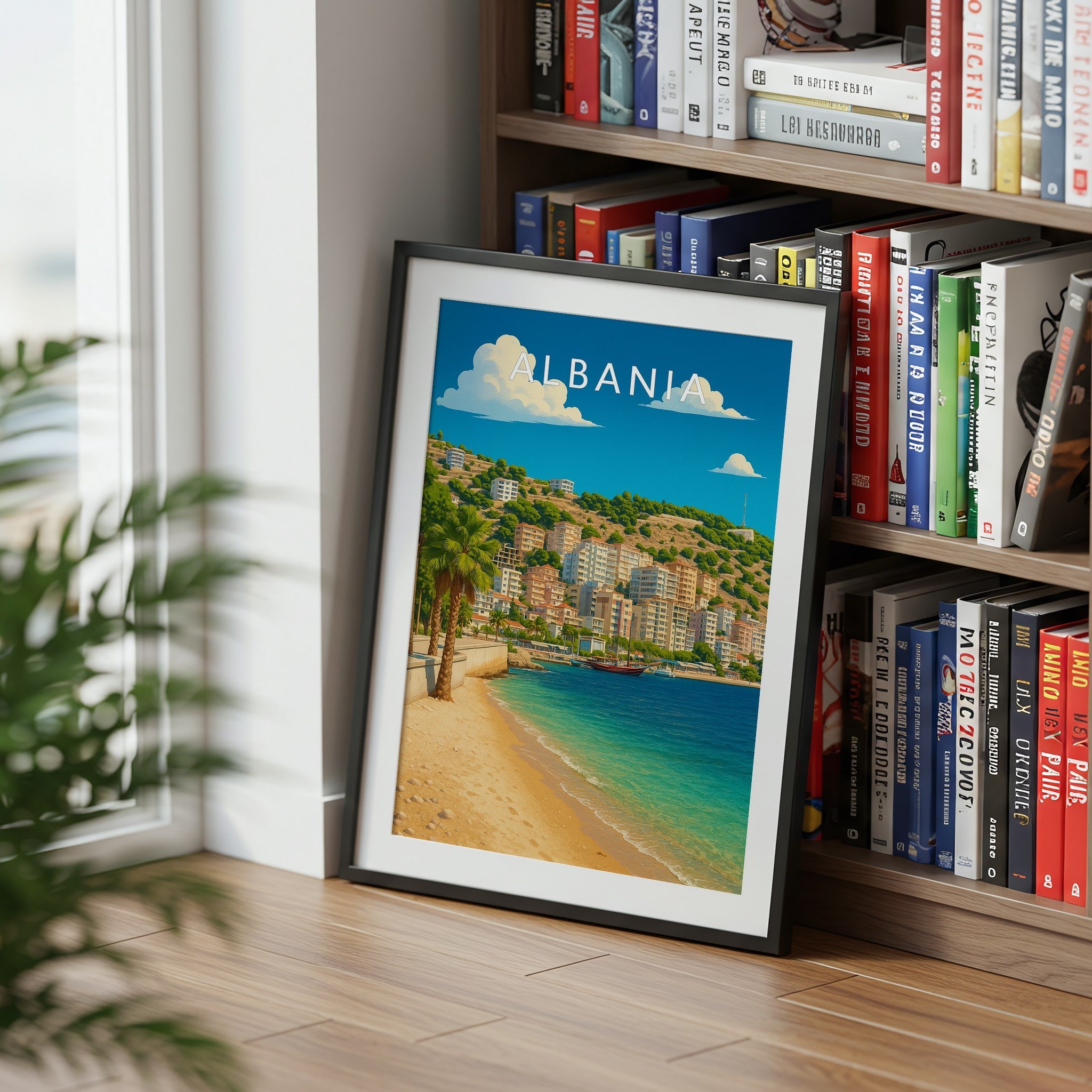 Albania Travel Poster mounted in a black frame