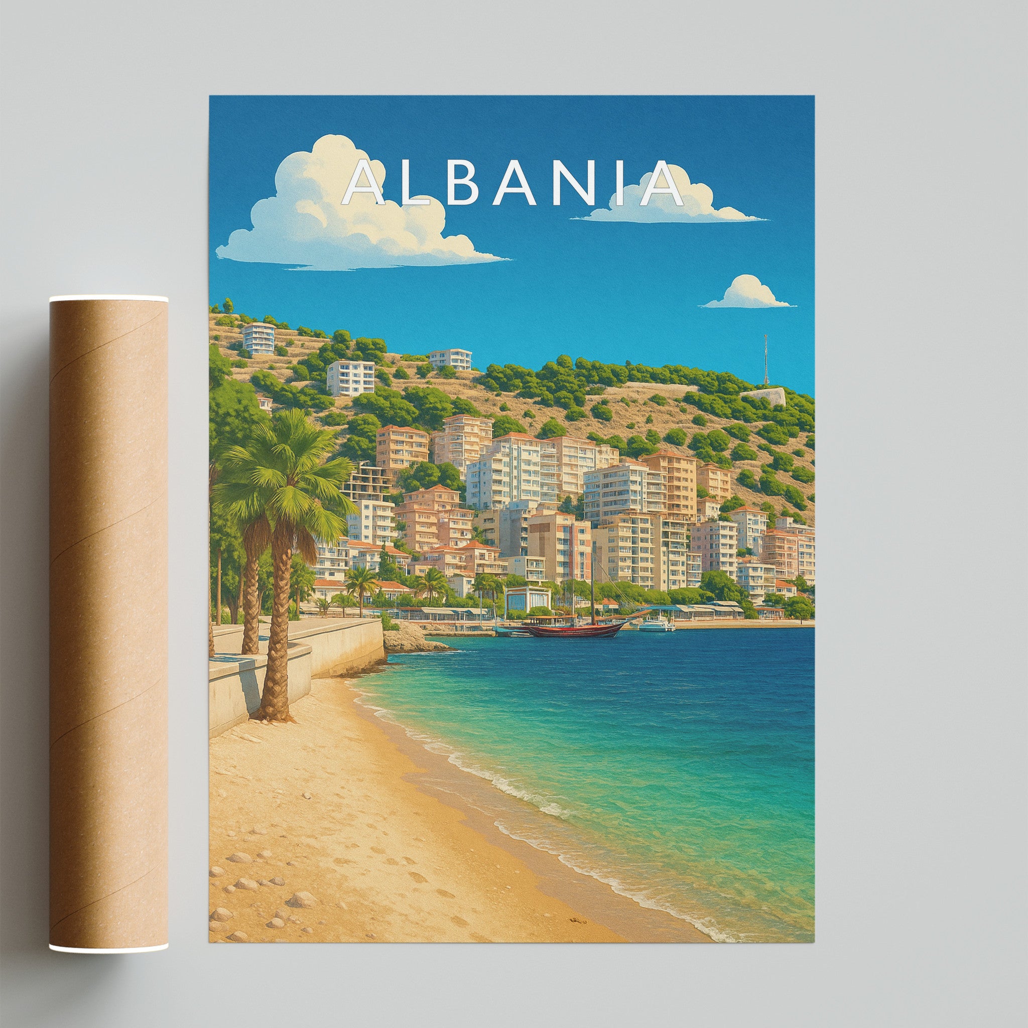 Albania Travel Poster - fine art print with shipping tube