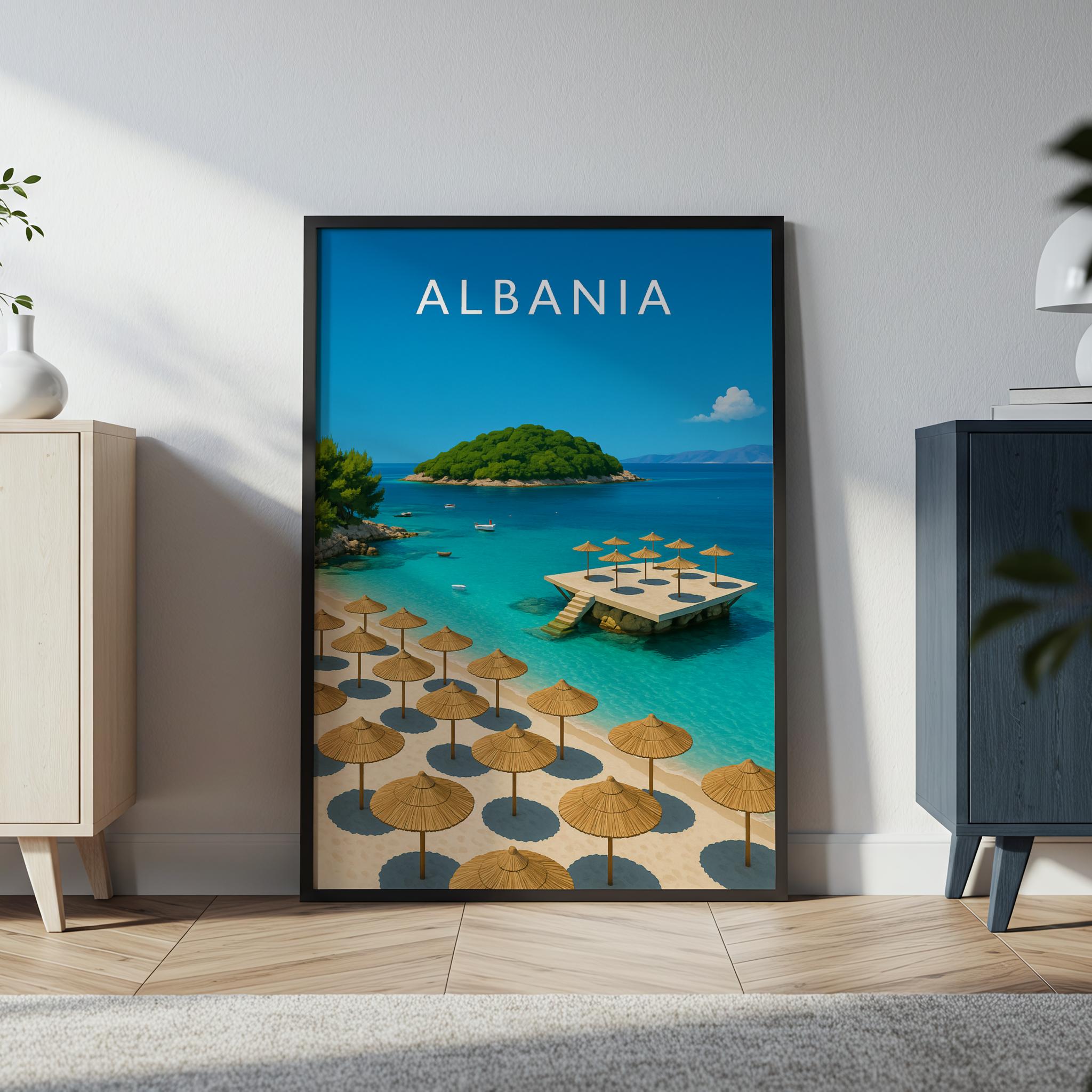 Albania #2 Travel Poster in a black frame