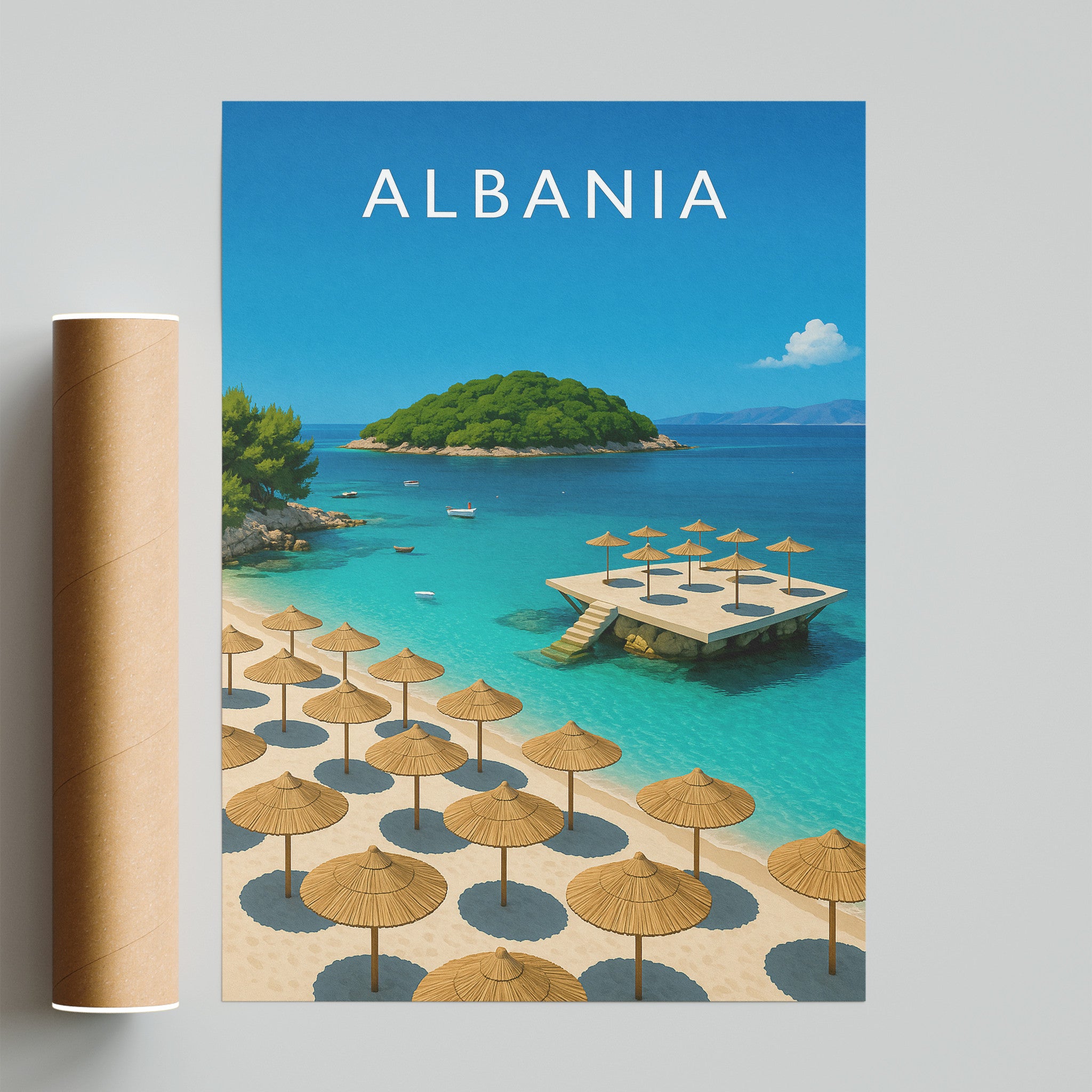 Albania #2 Travel Poster - fine art print with shipping tube