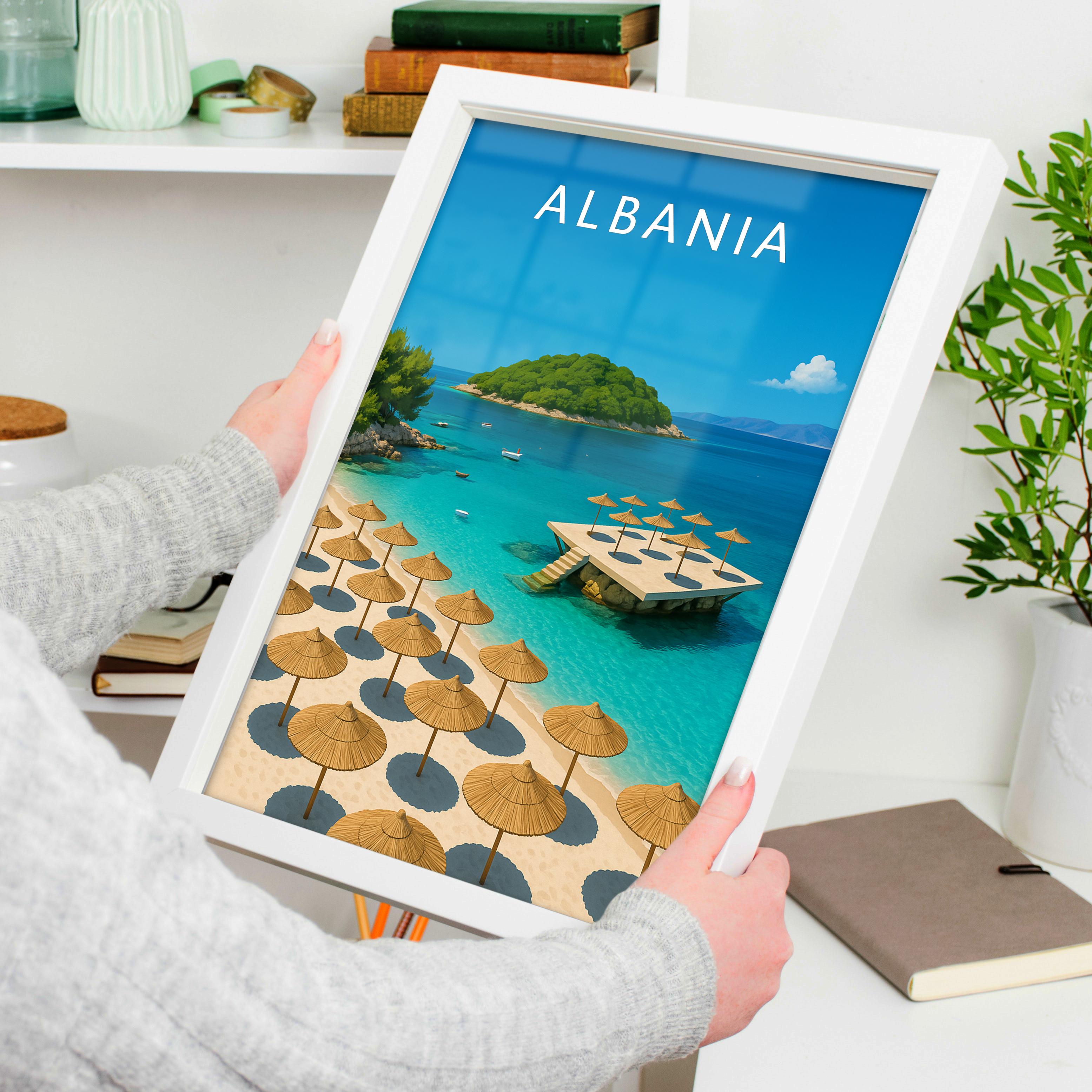 Albania #2 Travel Poster held in a white frame