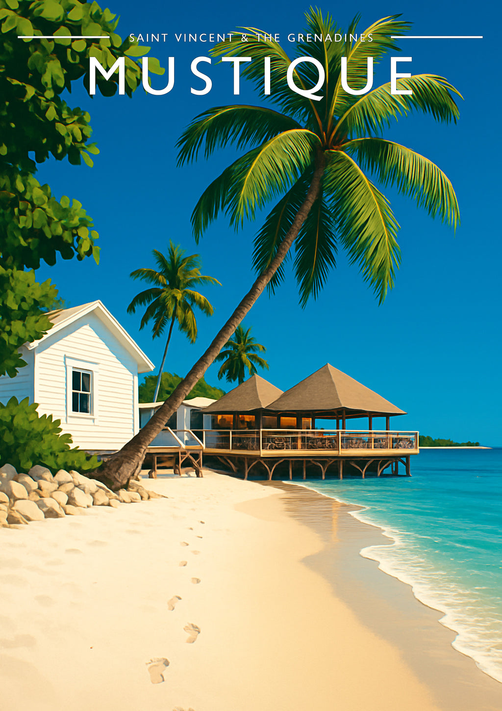 Mustique Travel Poster - A4 travel poster print