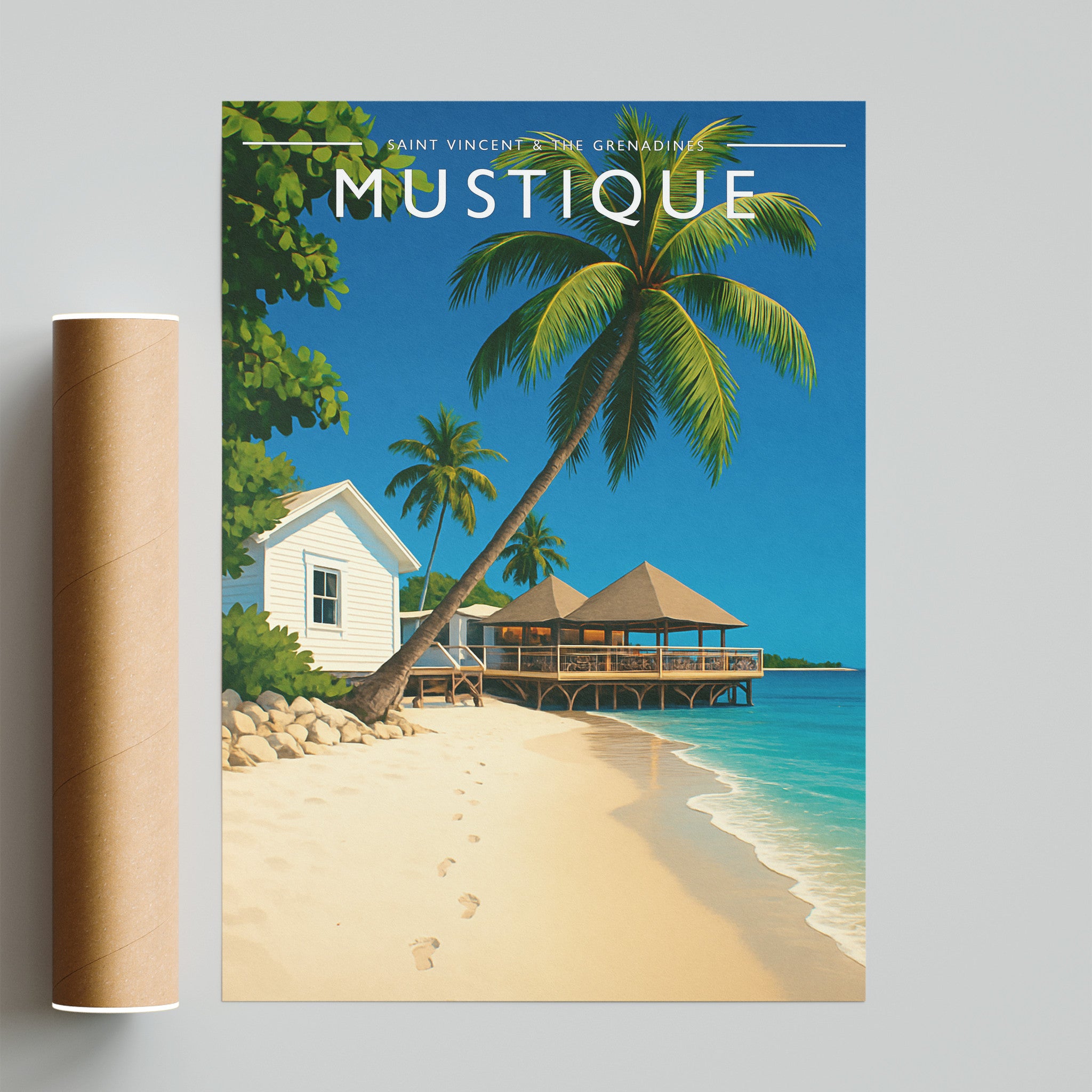 Mustique Travel Poster - fine art print with shipping tube