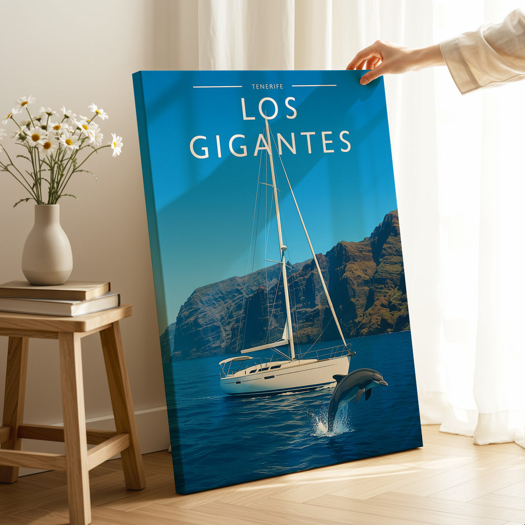 Los Gigantes Travel Poster as a gallery-wrapped canvas