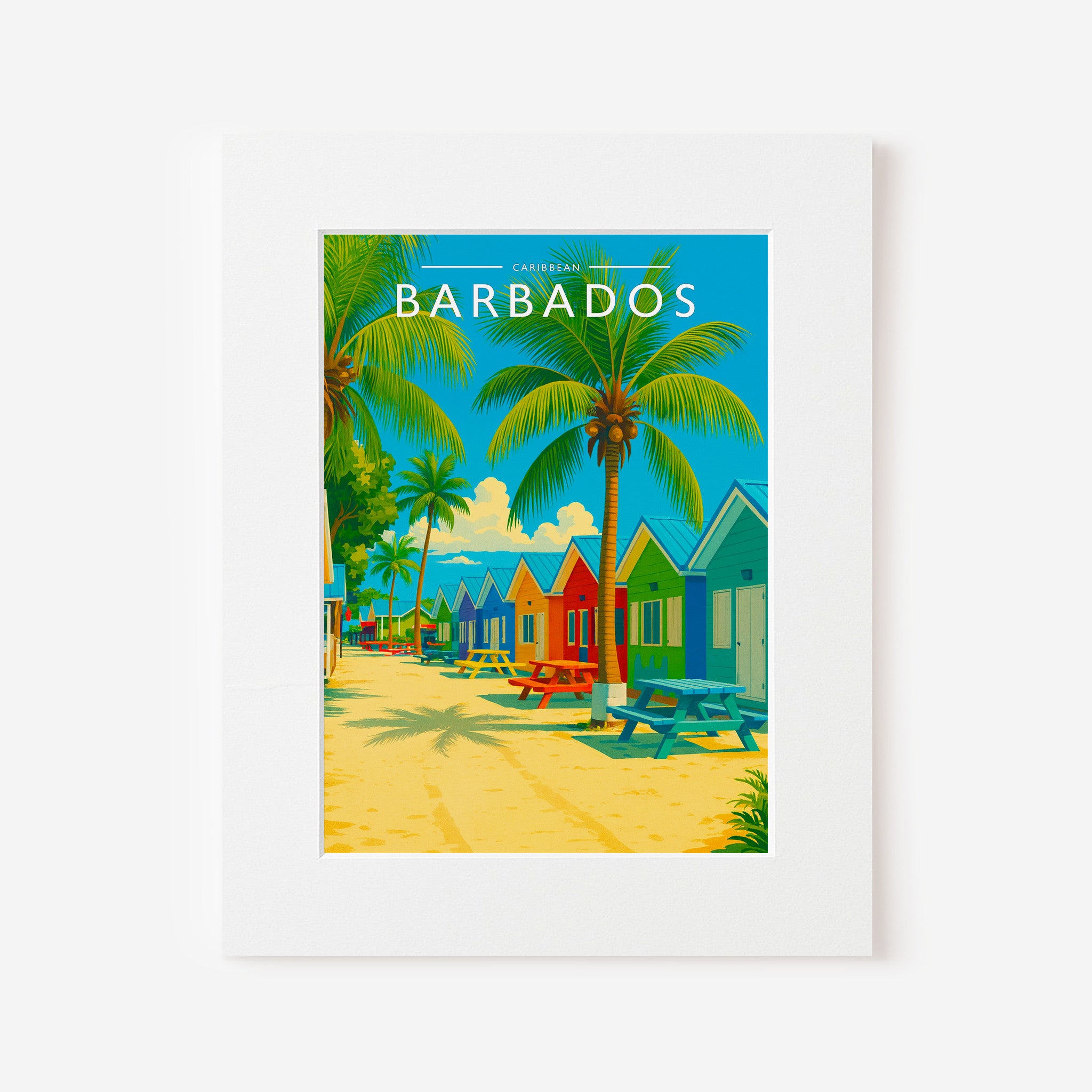 Barbados Travel Poster in a white mount