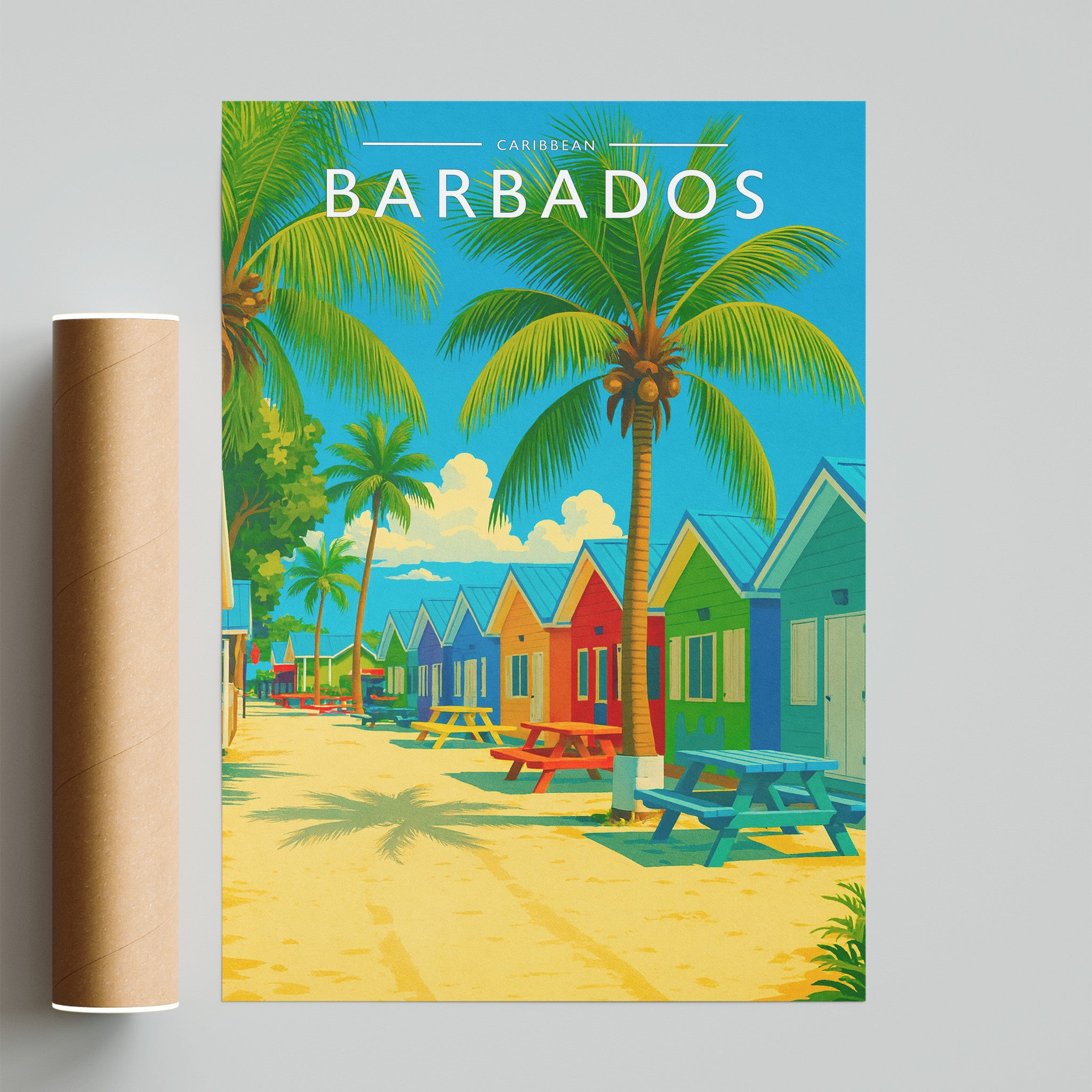 Barbados Travel Poster - fine art print with shipping tube