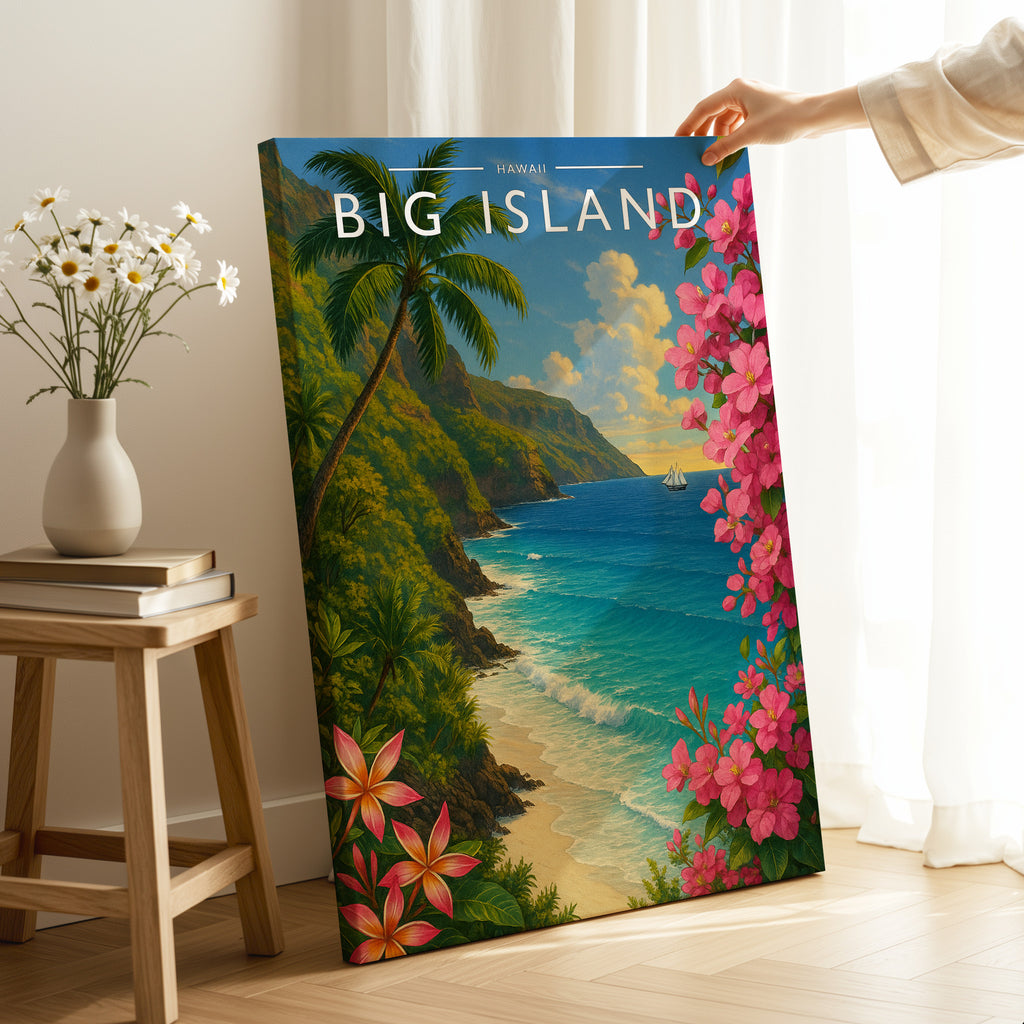 Big Island Travel Poster as a gallery-wrapped canvas