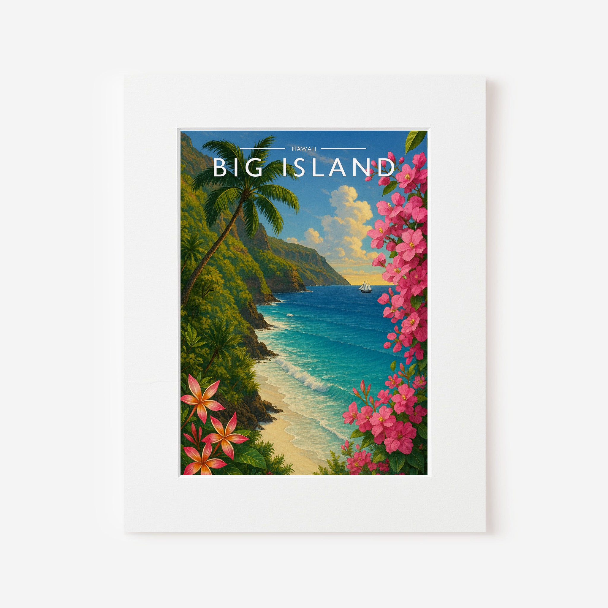 Big Island Travel Poster in a white mount