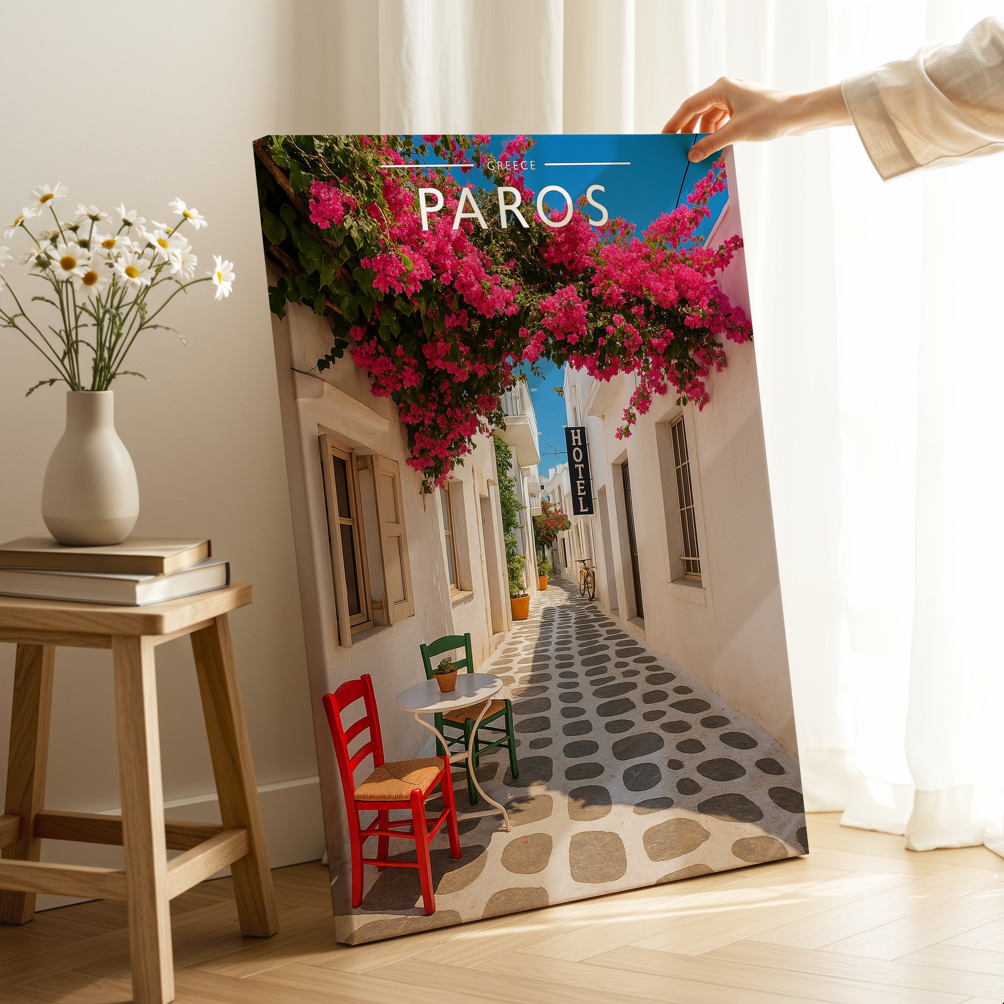 Paros Travel Poster as a gallery-wrapped canvas