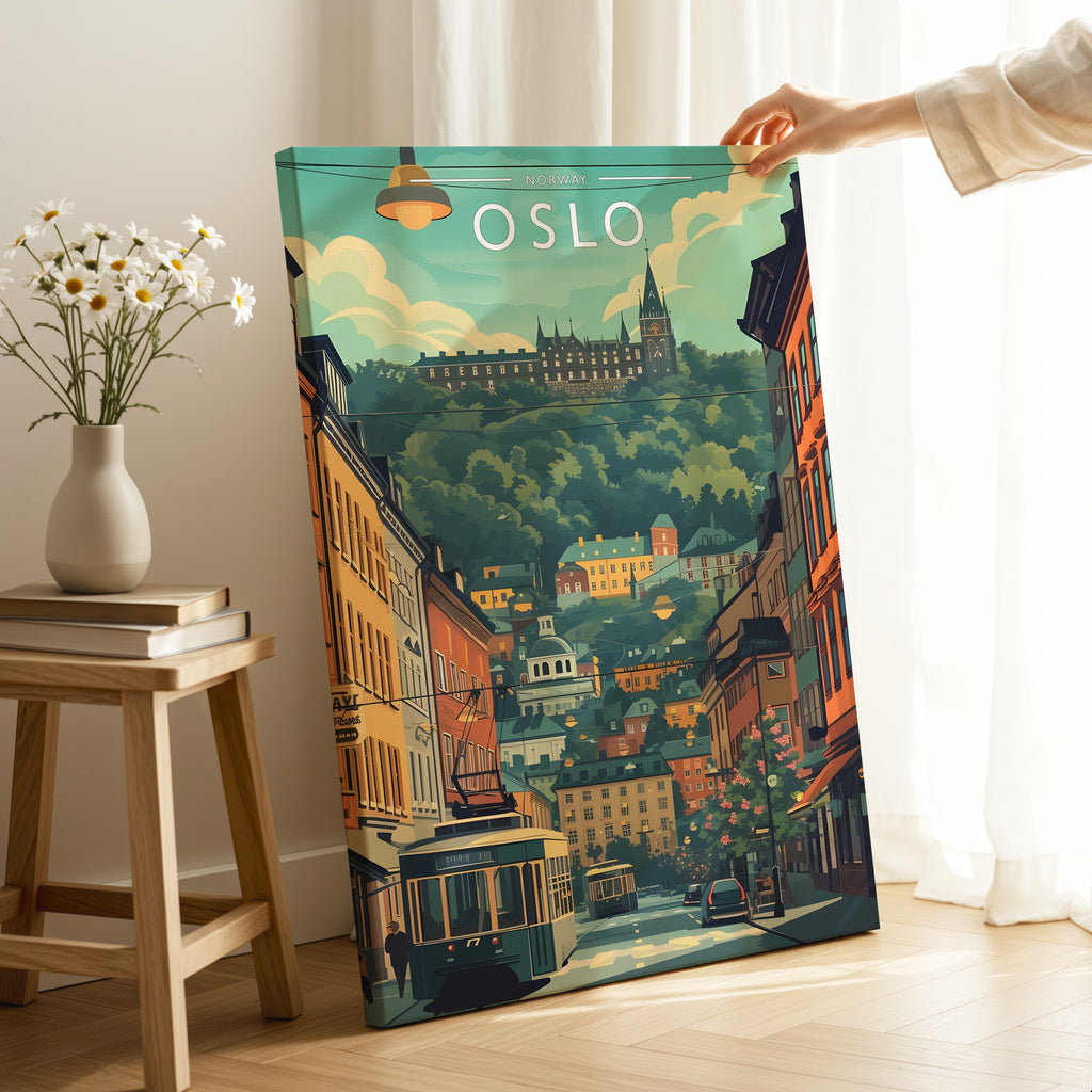 Oslo Travel Poster as a gallery-wrapped canvas