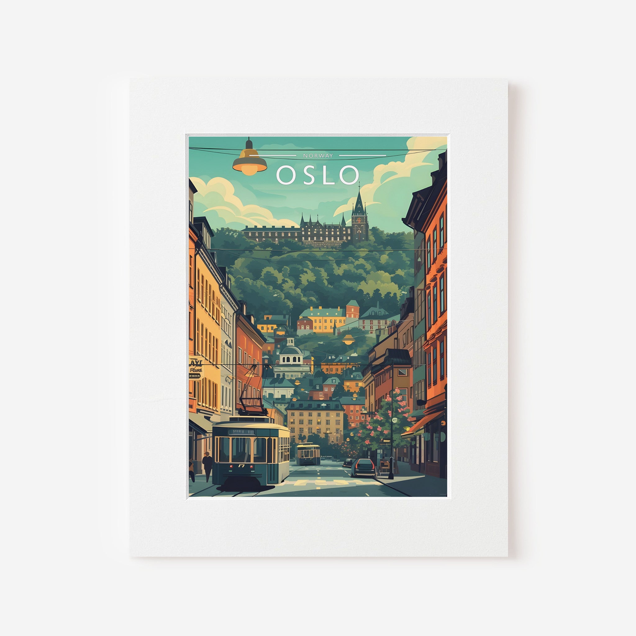 Oslo Travel Poster in a white mount