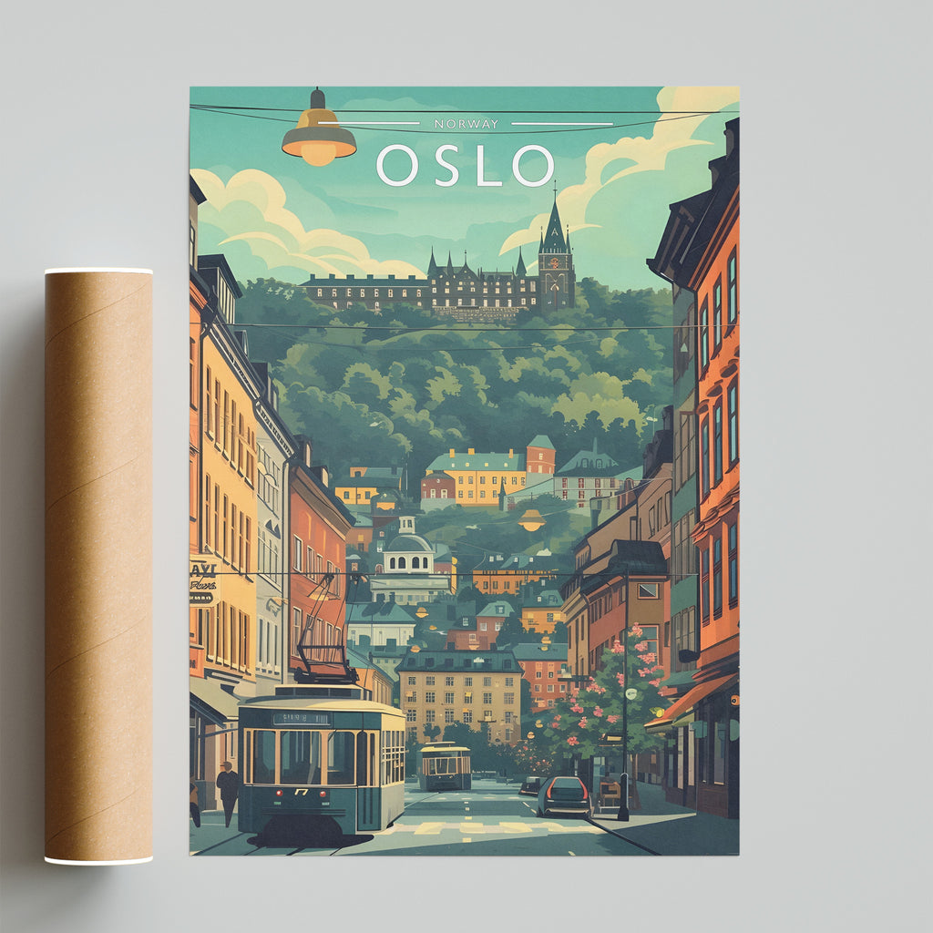 Oslo Travel Poster - fine art print with shipping tube
