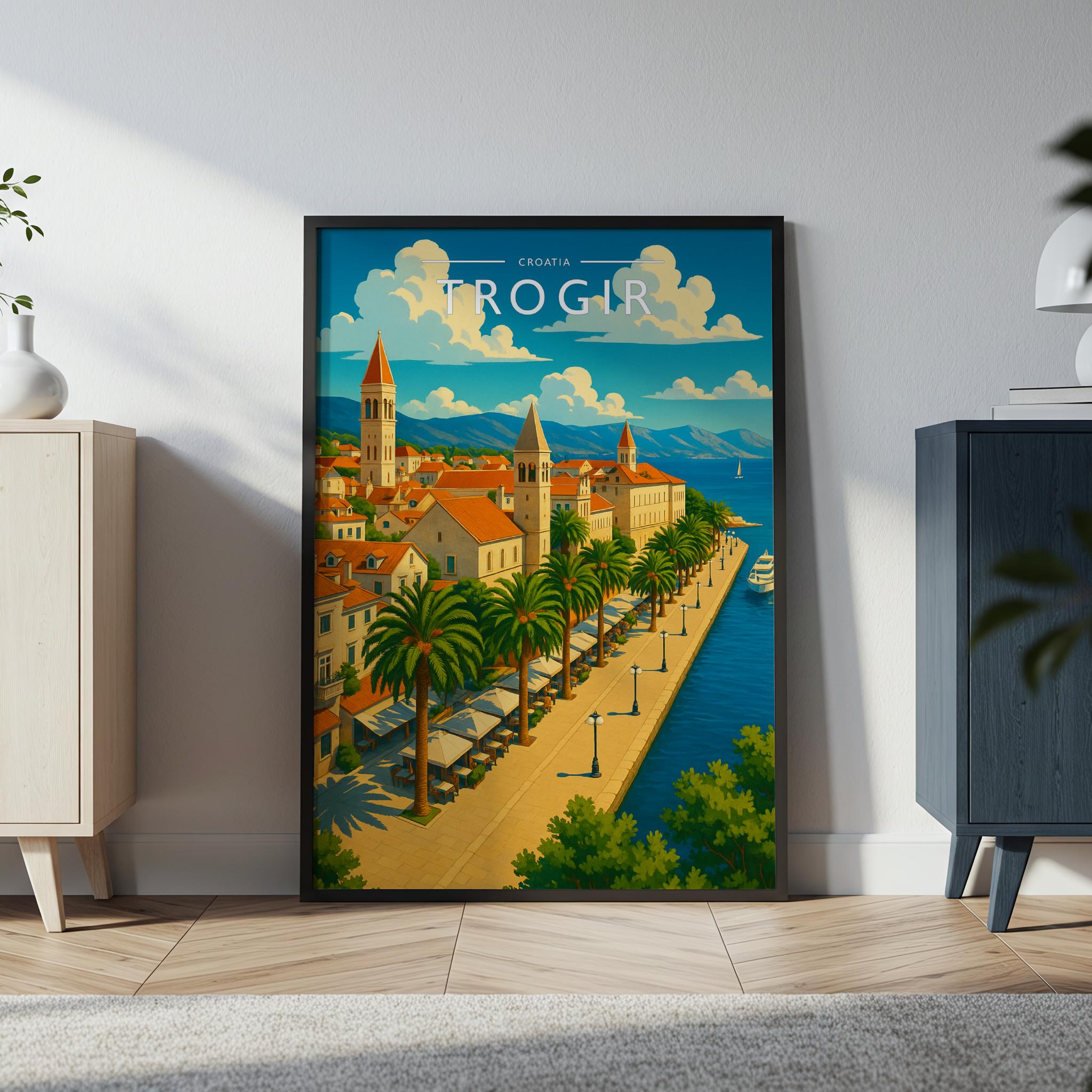 Trogir #2 Travel Poster in a black frame