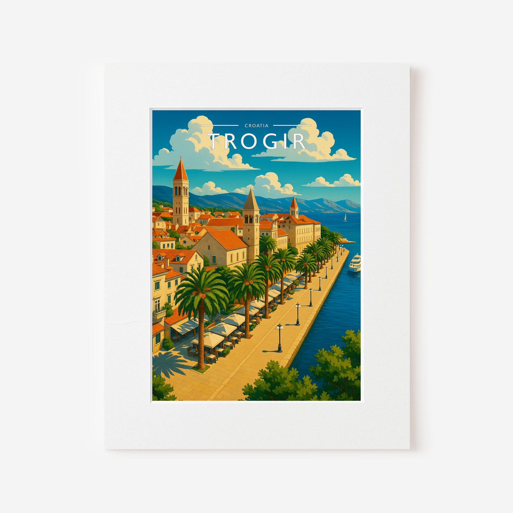 Trogir #2 Travel Poster in a white mount