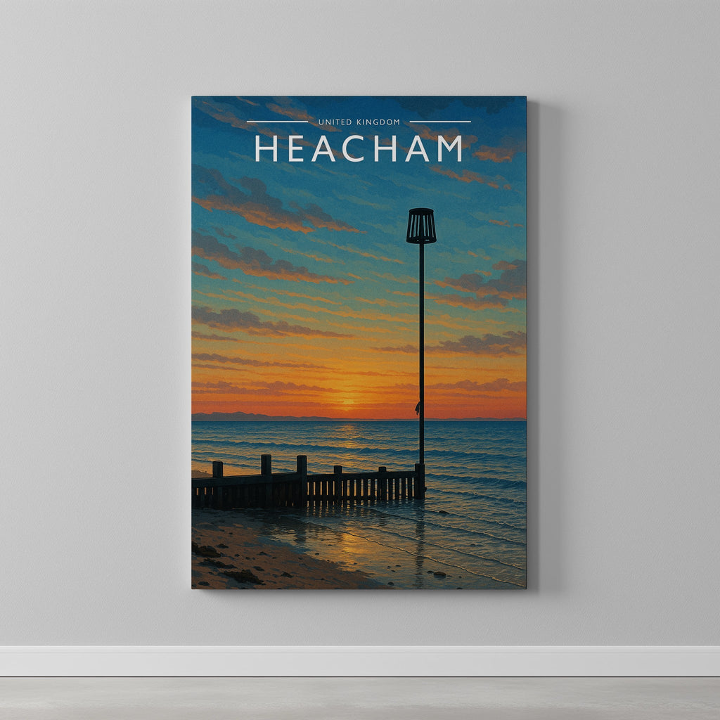 Heacham Travel Poster as a gallery-wrapped canvas on a plain wall