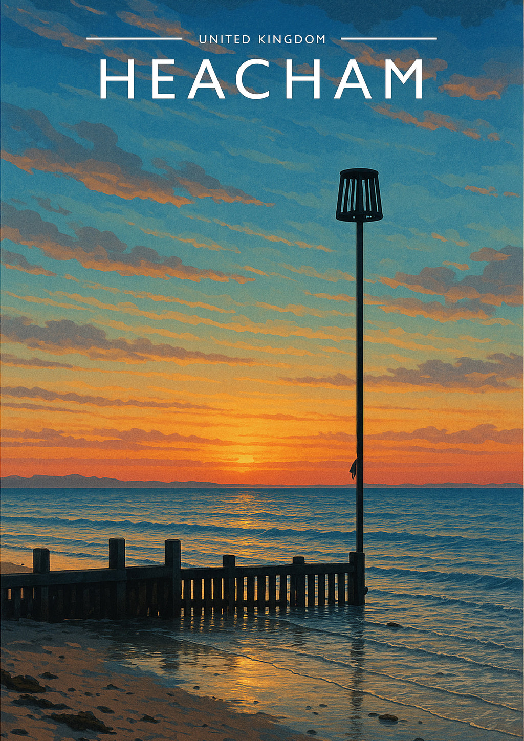 Heacham Travel Poster - A4 travel poster print