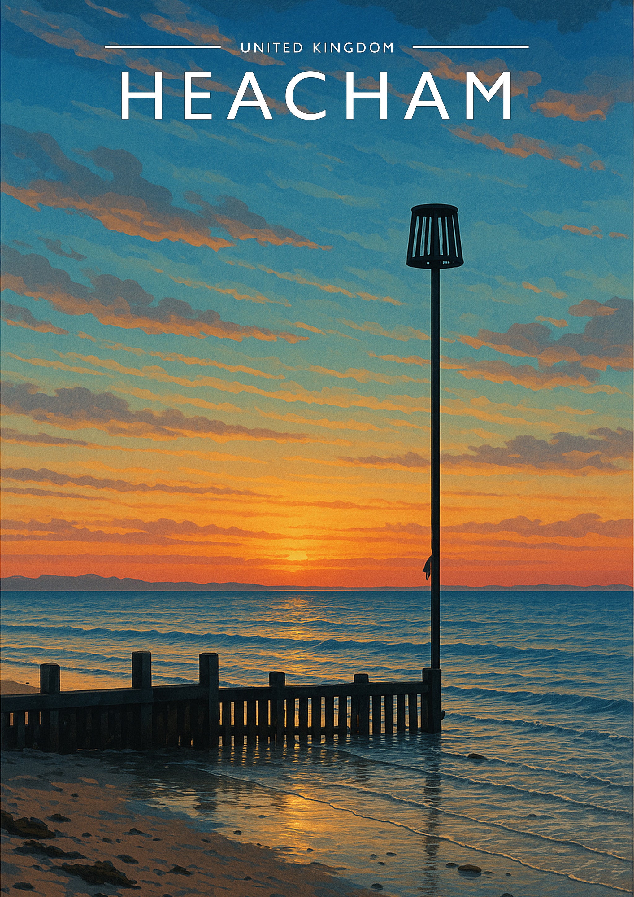 Heacham Travel Poster - A4 travel poster print