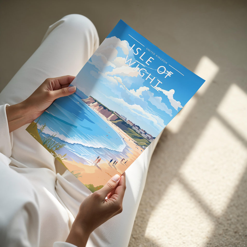 Isle of Wight Travel Poster - A4 print held in hand