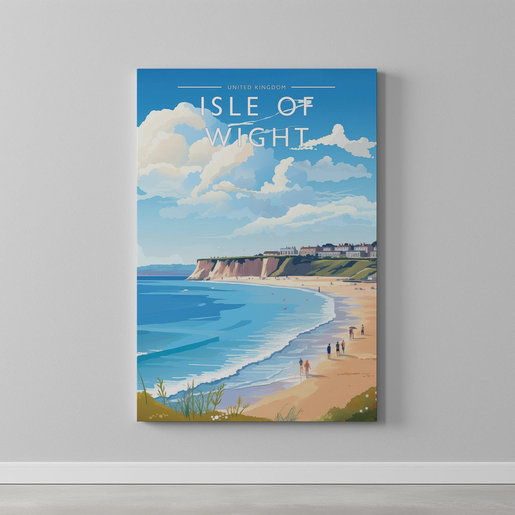 Isle of Wight Travel Poster as a gallery-wrapped canvas on a plain wall