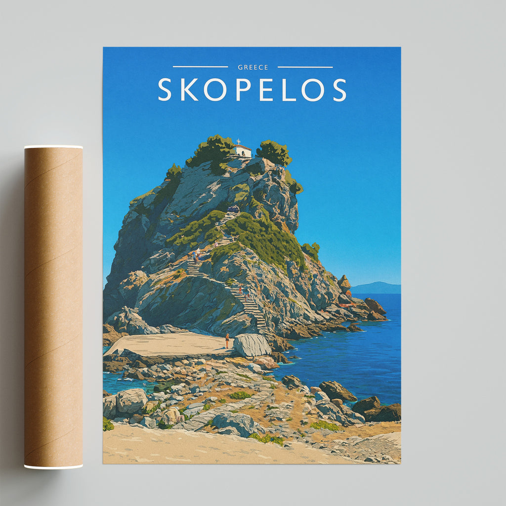 Skopelos Travel Poster - fine art print with shipping tube