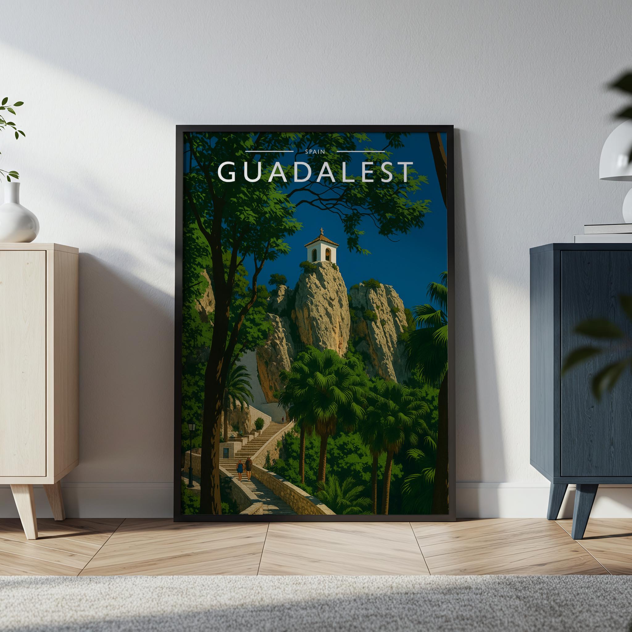 Guadalest Travel Poster in a black frame