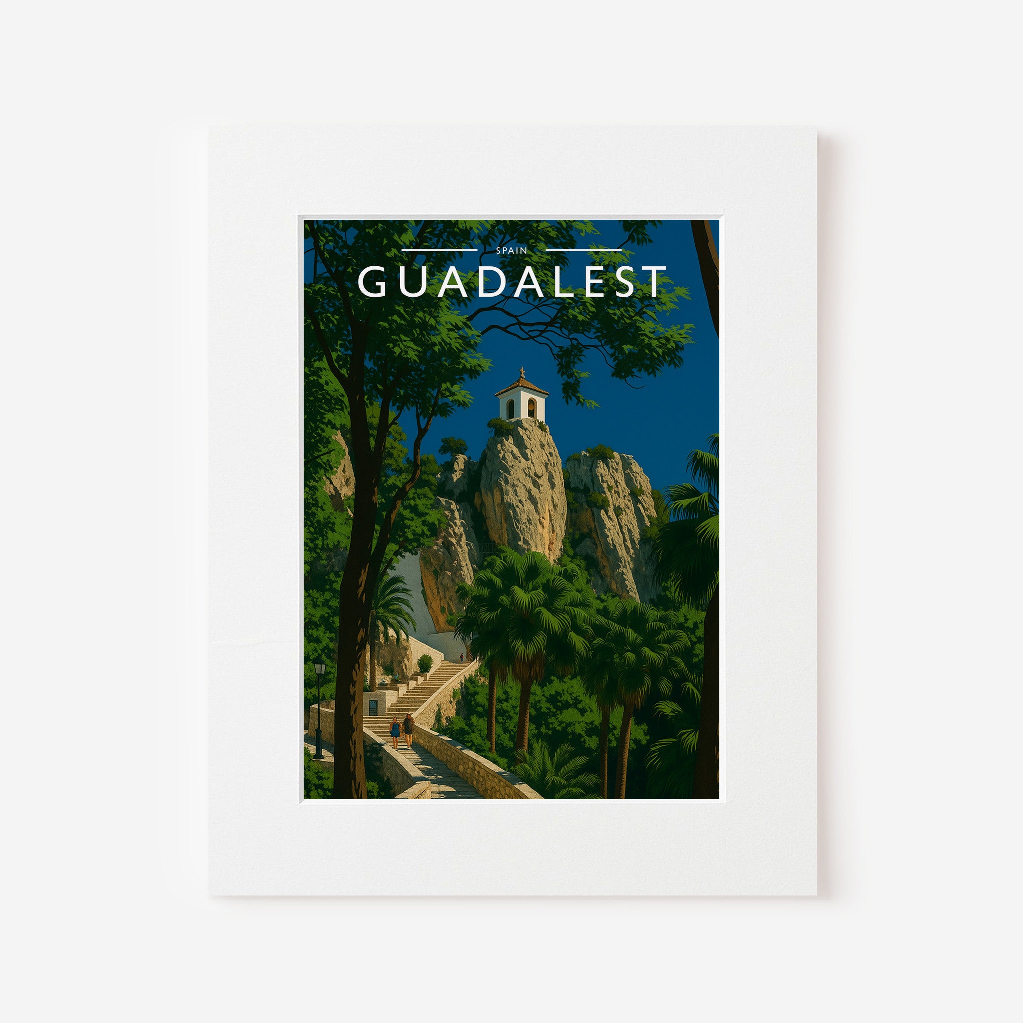 Guadalest Travel Poster in a white mount