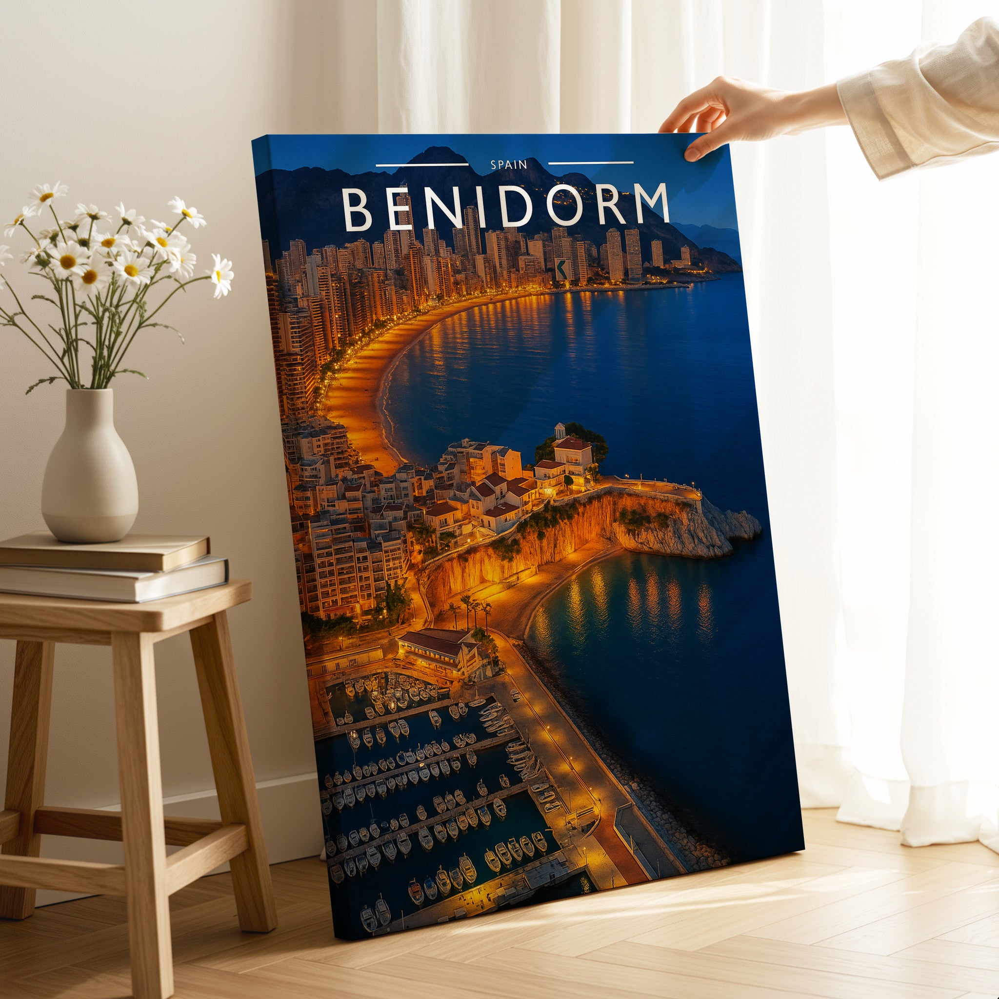 Benidorm Travel Poster as a gallery-wrapped canvas