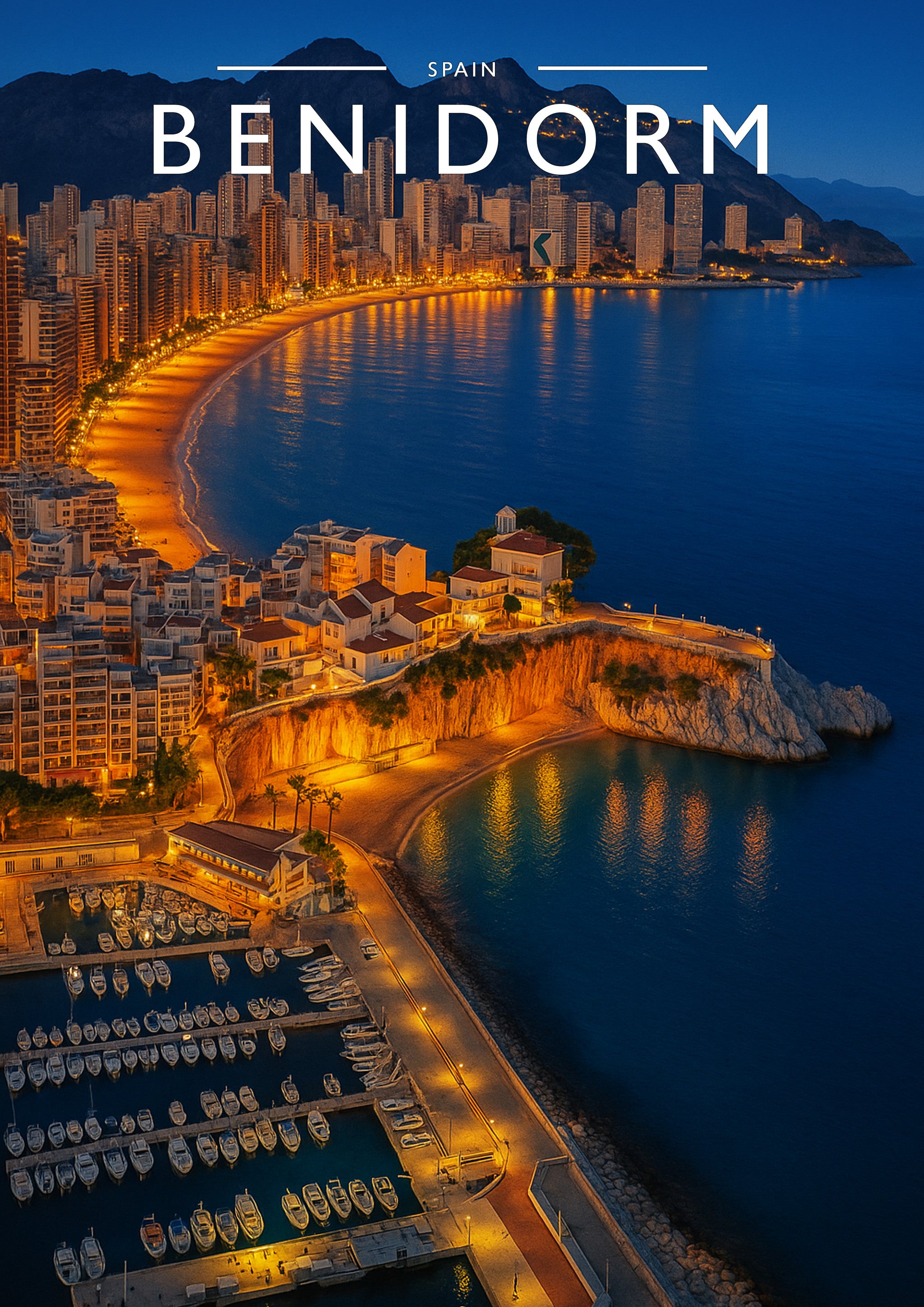 Benidorm Travel Poster - A4 travel poster print
