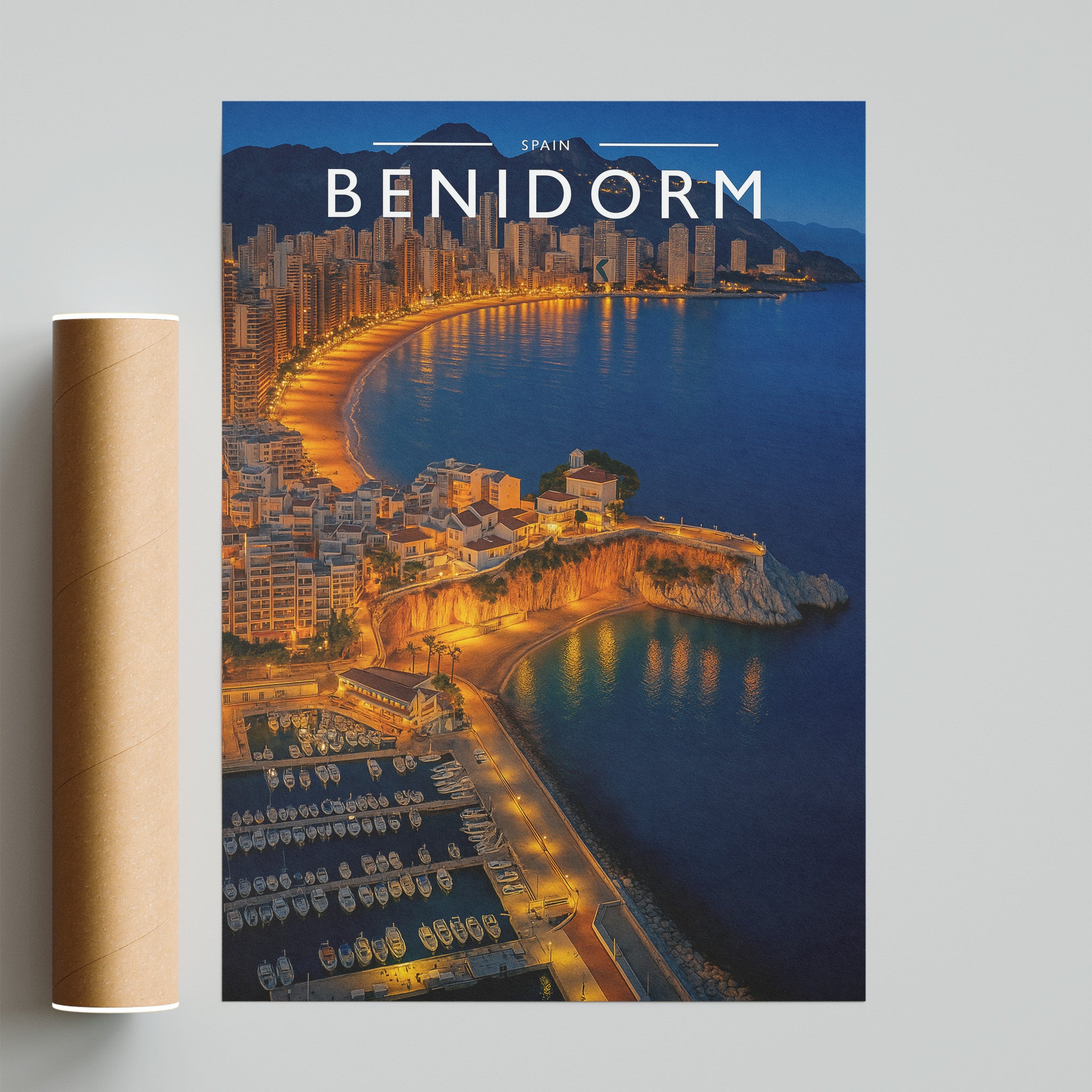 Benidorm Travel Poster - fine art print with shipping tube