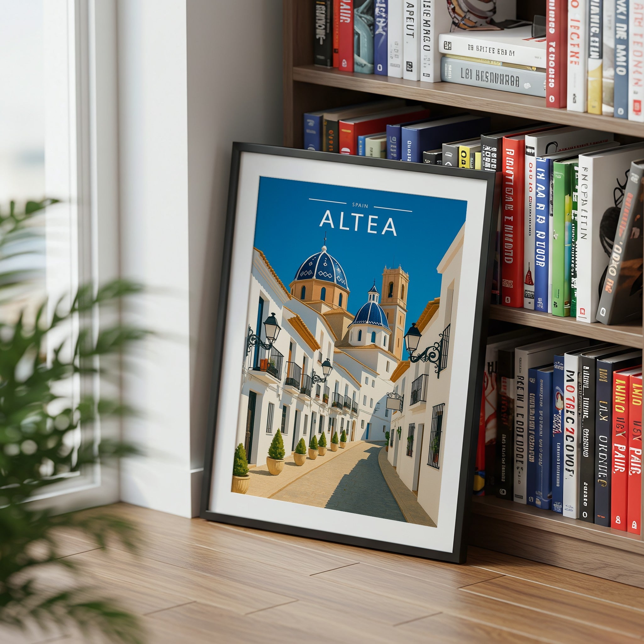 Altea Travel Poster mounted in a black frame