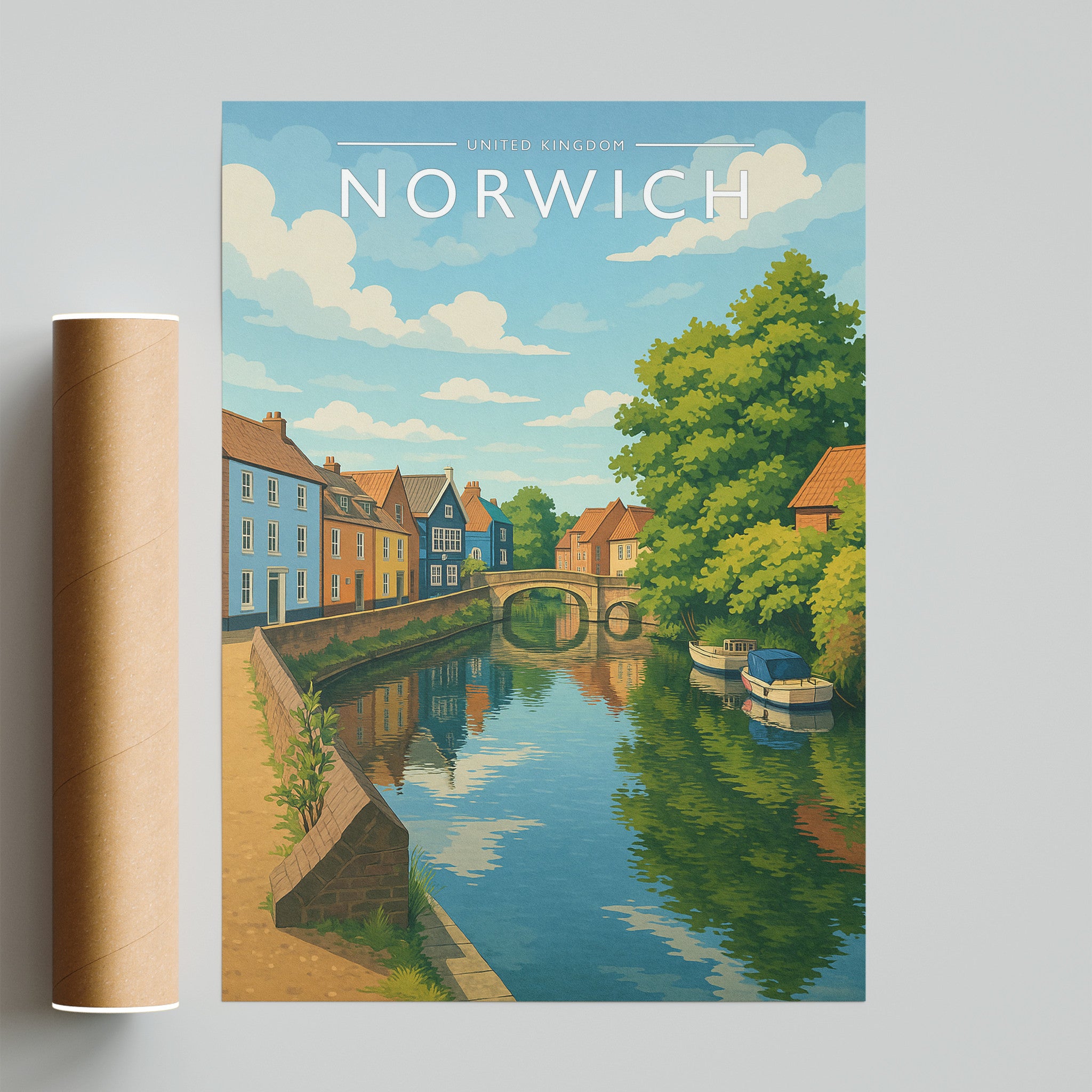 Norwich #2 Travel Poster - fine art print with shipping tube