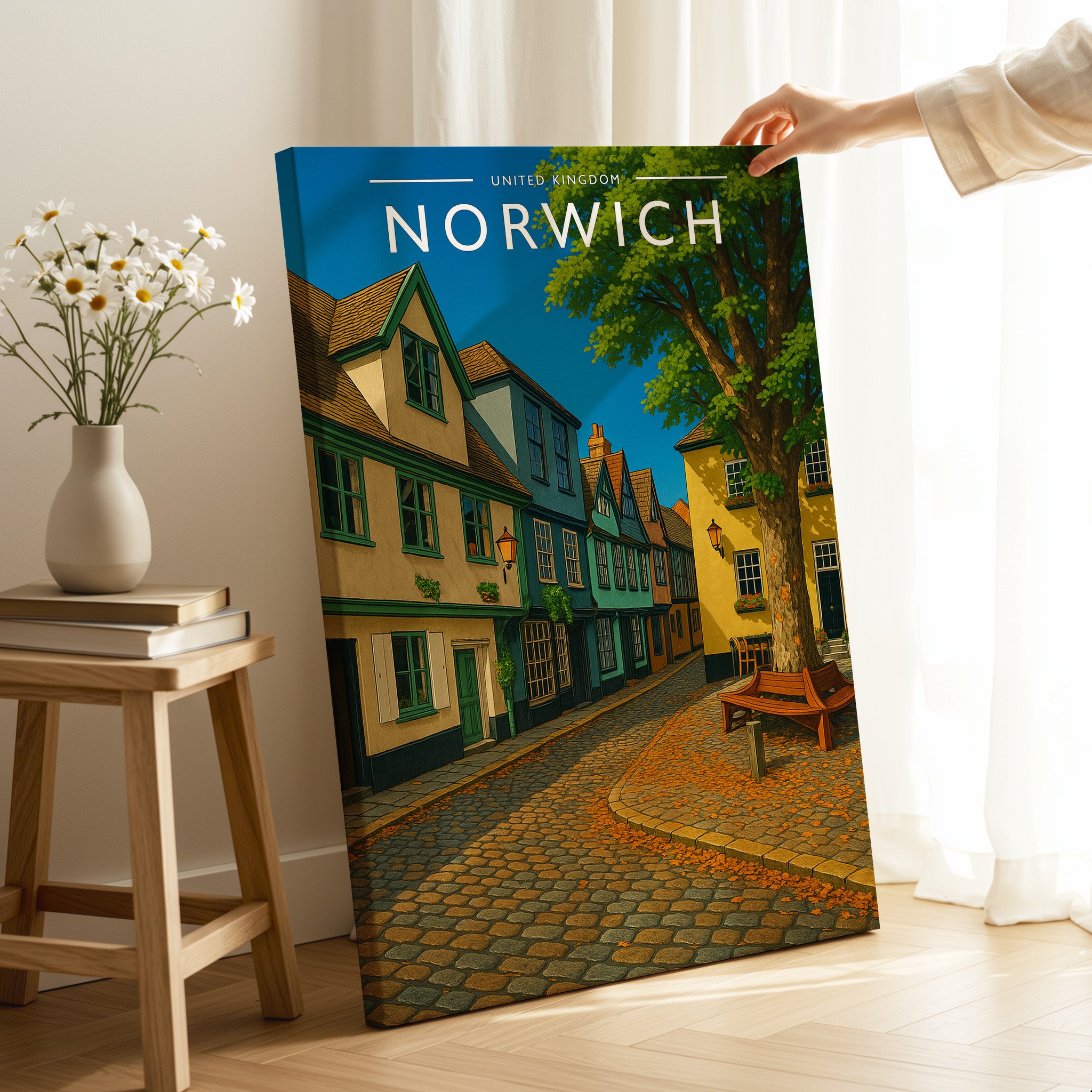 Norwich #3 Travel Poster as a gallery-wrapped canvas