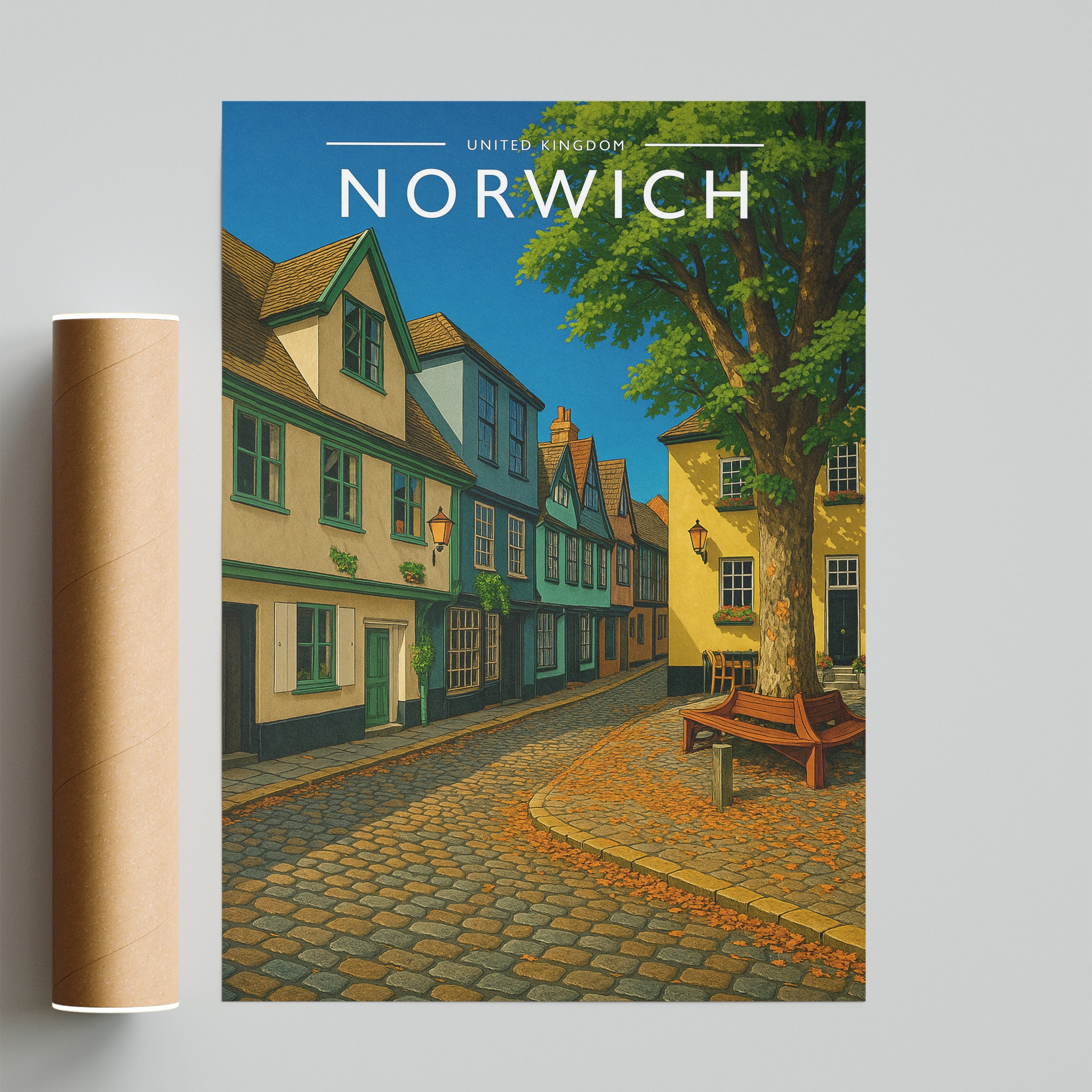 Norwich #3 Travel Poster - fine art print with shipping tube
