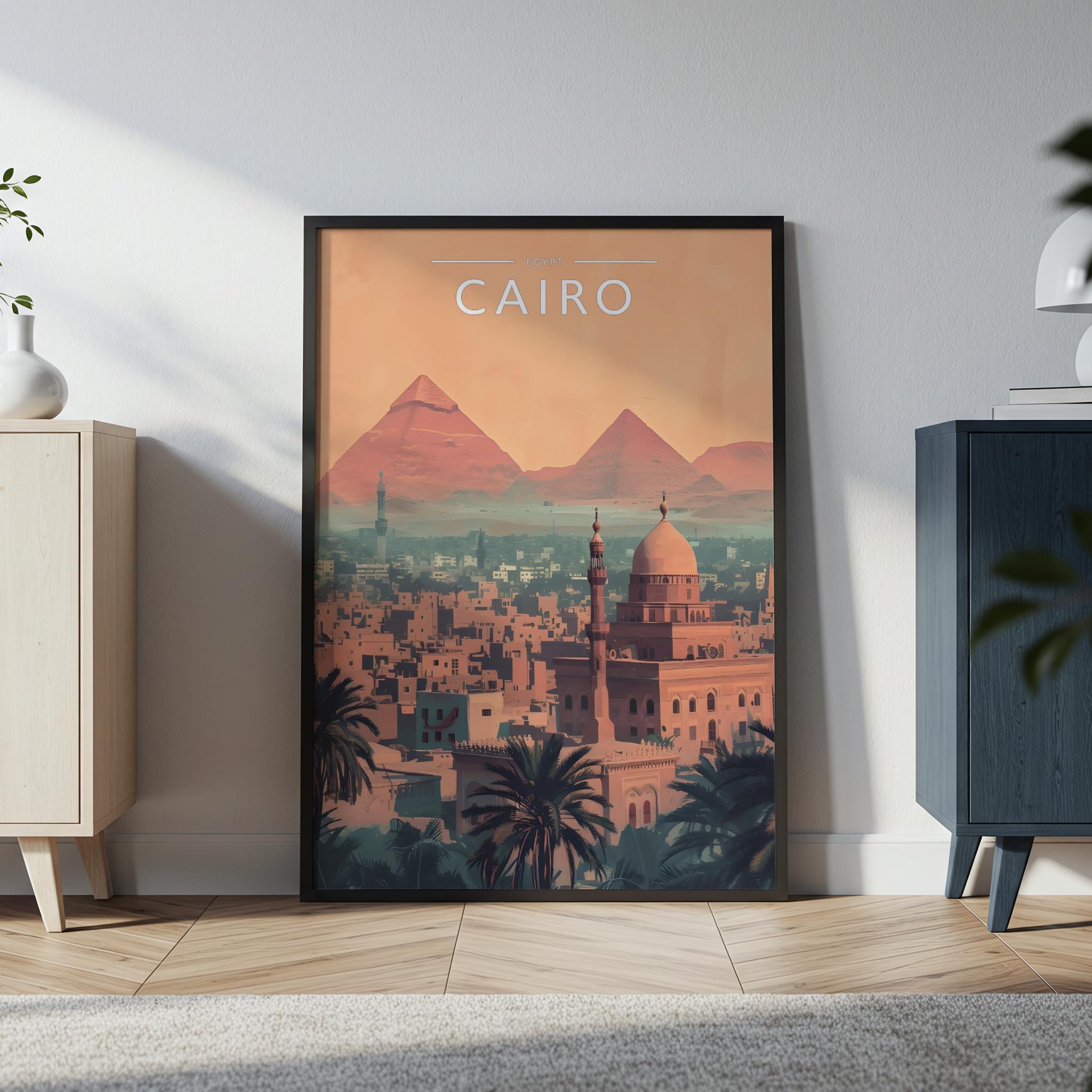 Cairo Travel Poster in a black frame