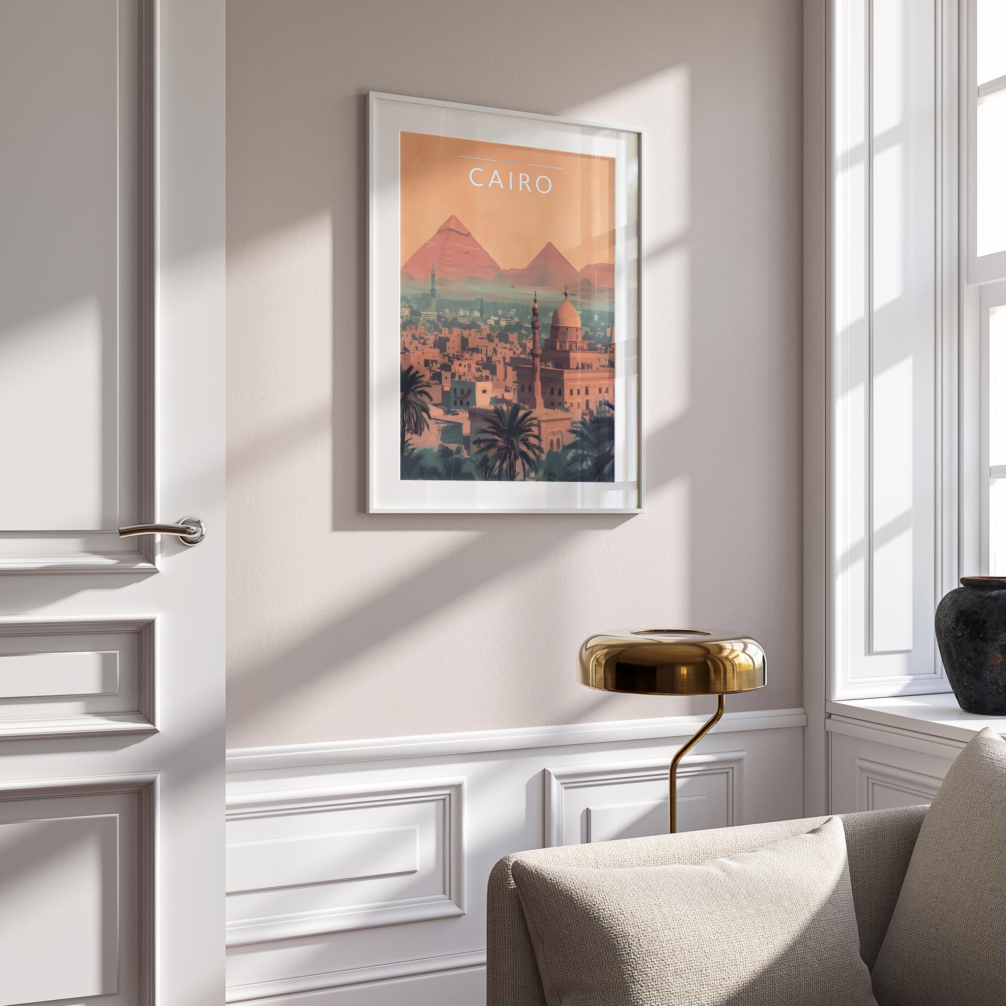 Cairo Travel Poster mounted in a white frame
