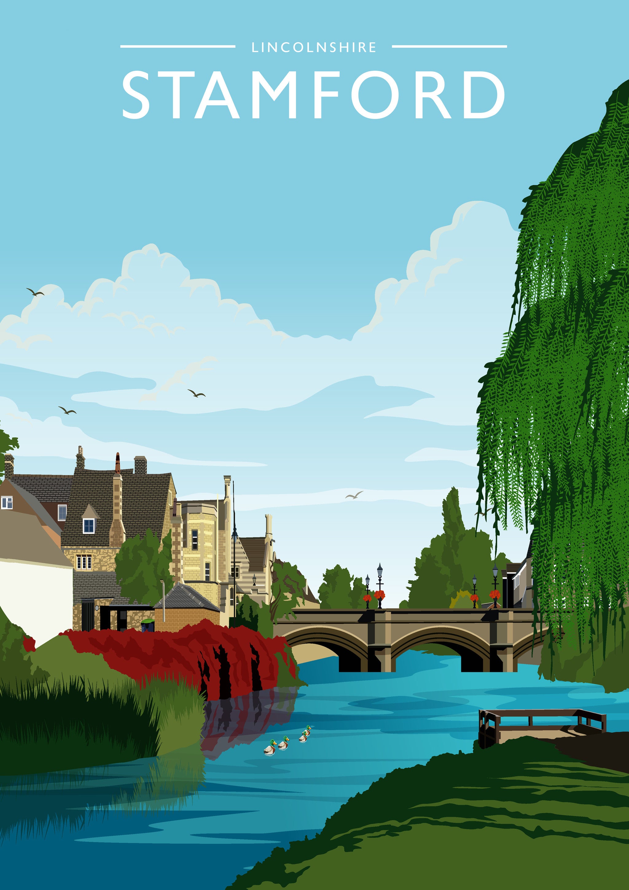 Stamford Travel Poster - A4 travel poster print