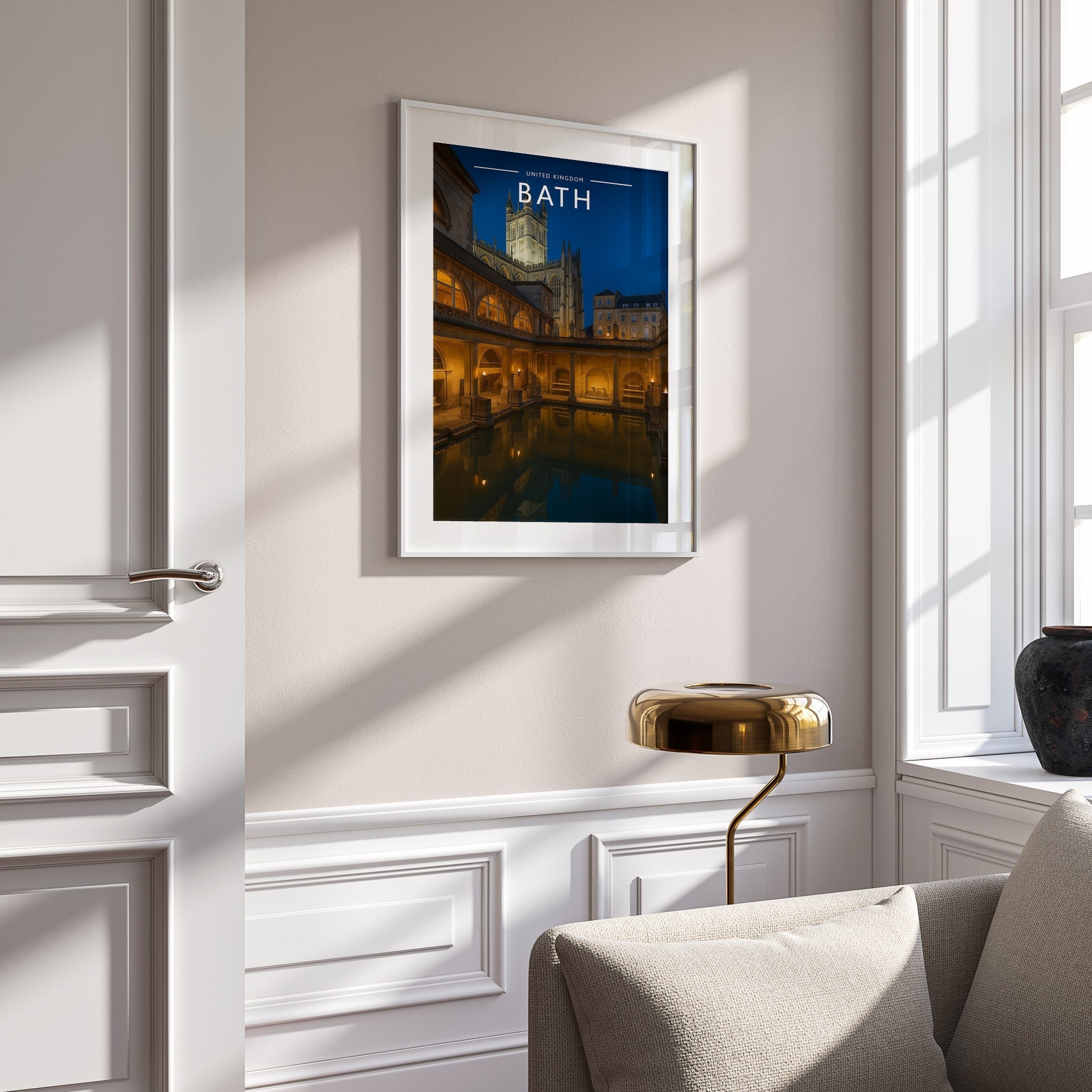 Bath Travel Poster mounted in a white frame