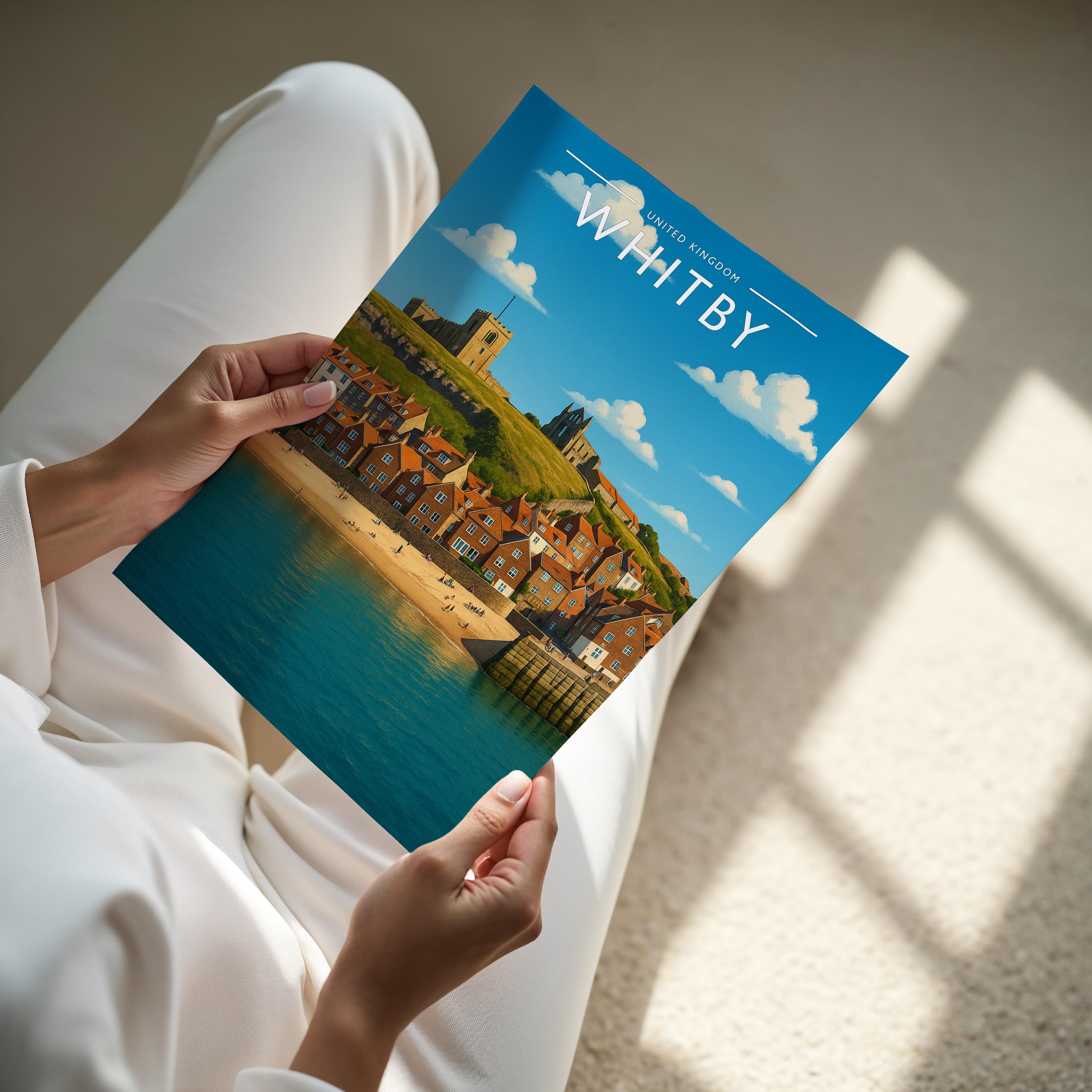 Whitby #2 Travel Poster - A4 print held in hand